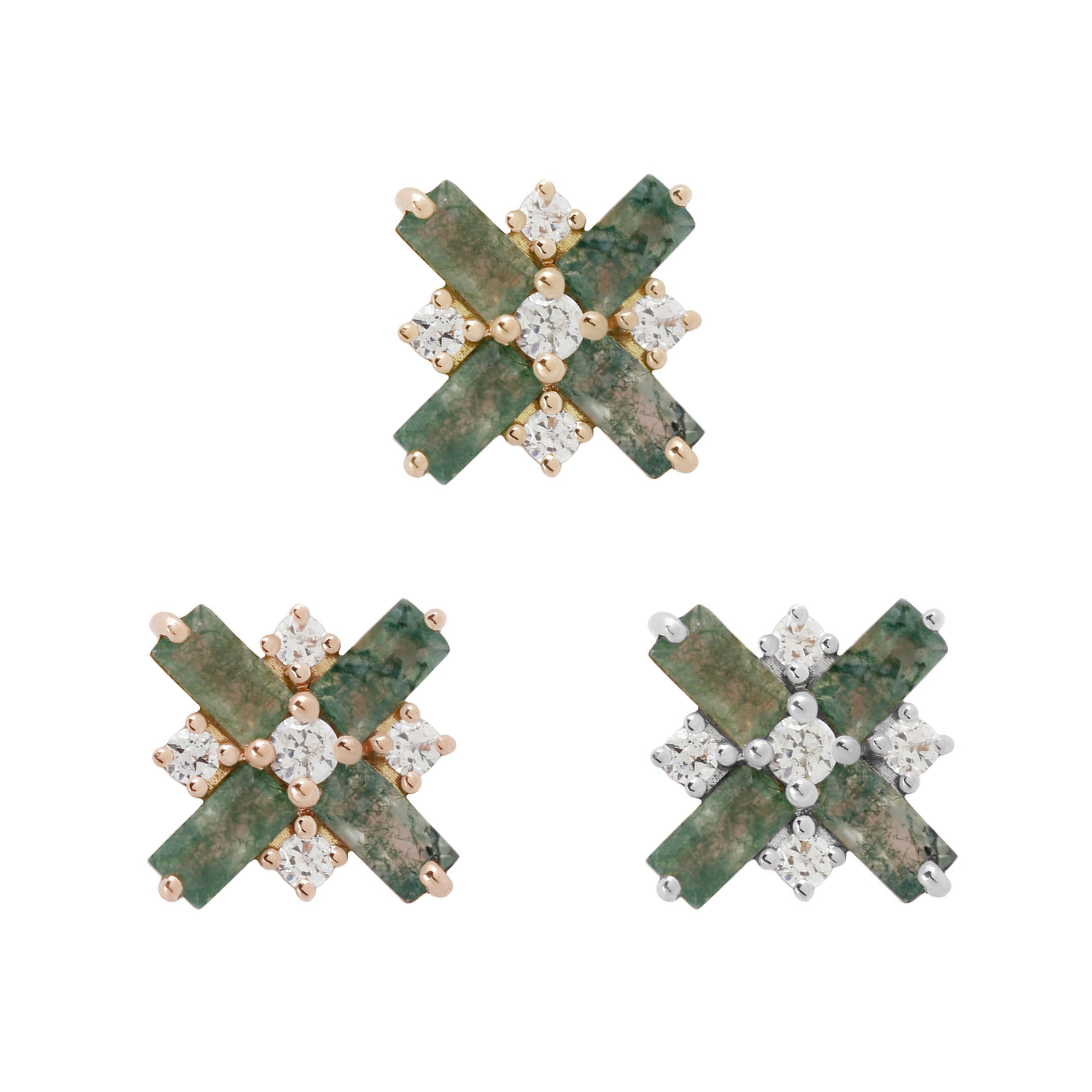Covet - Moss Agate + CZ - Threadless End