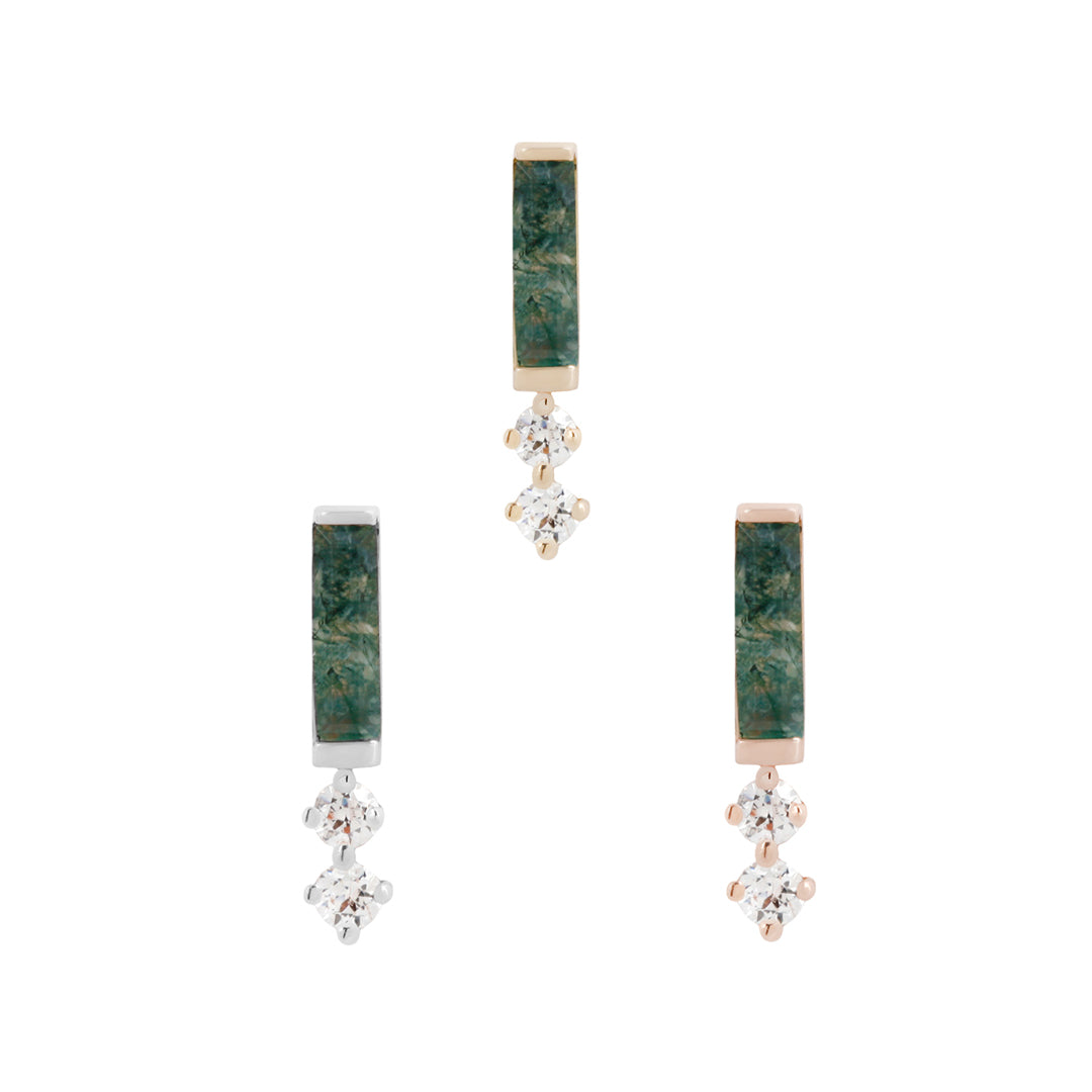 Crave - Moss Agate + CZ - Threadless End