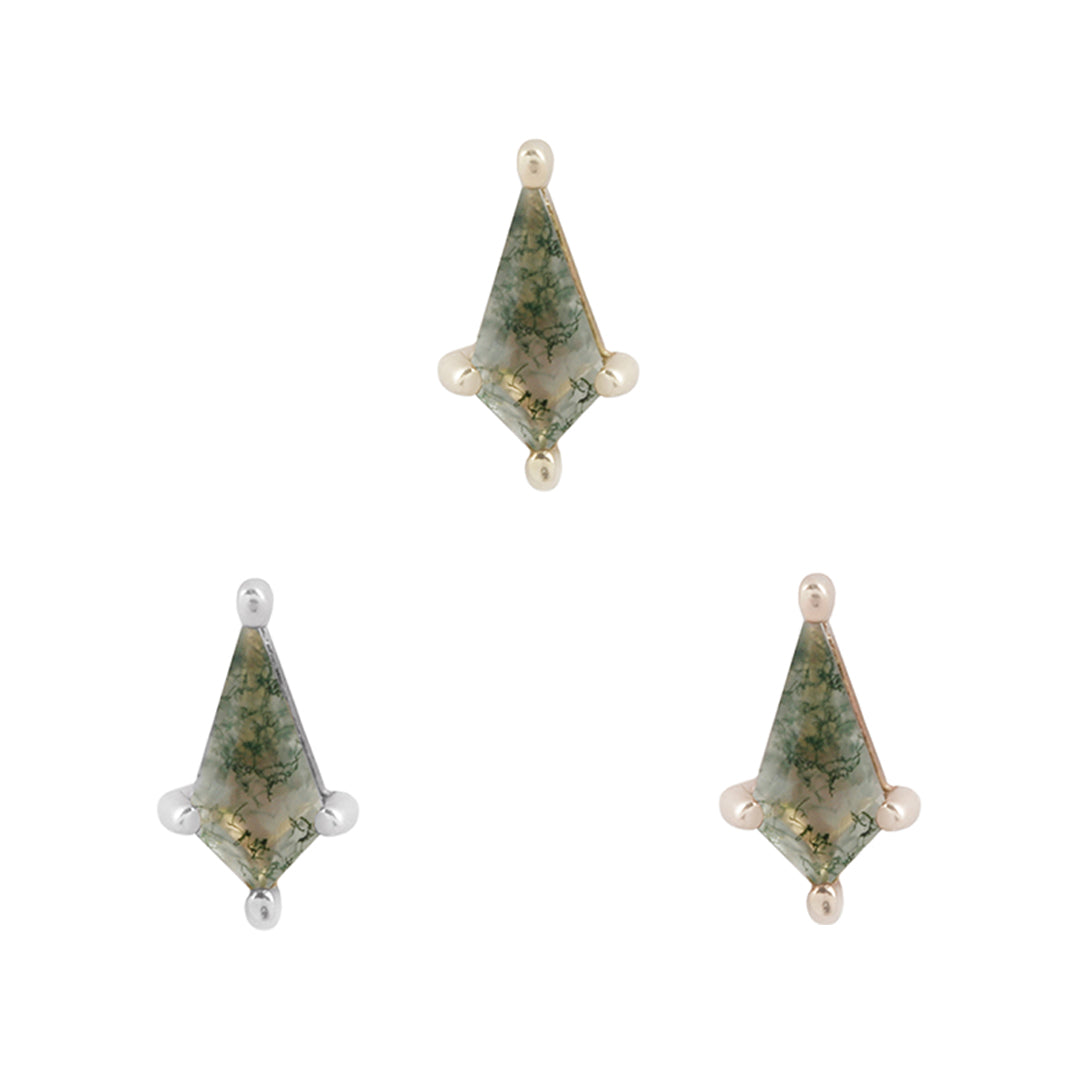 Mini Soho - Kite Cut Moss Agate - Threadless End