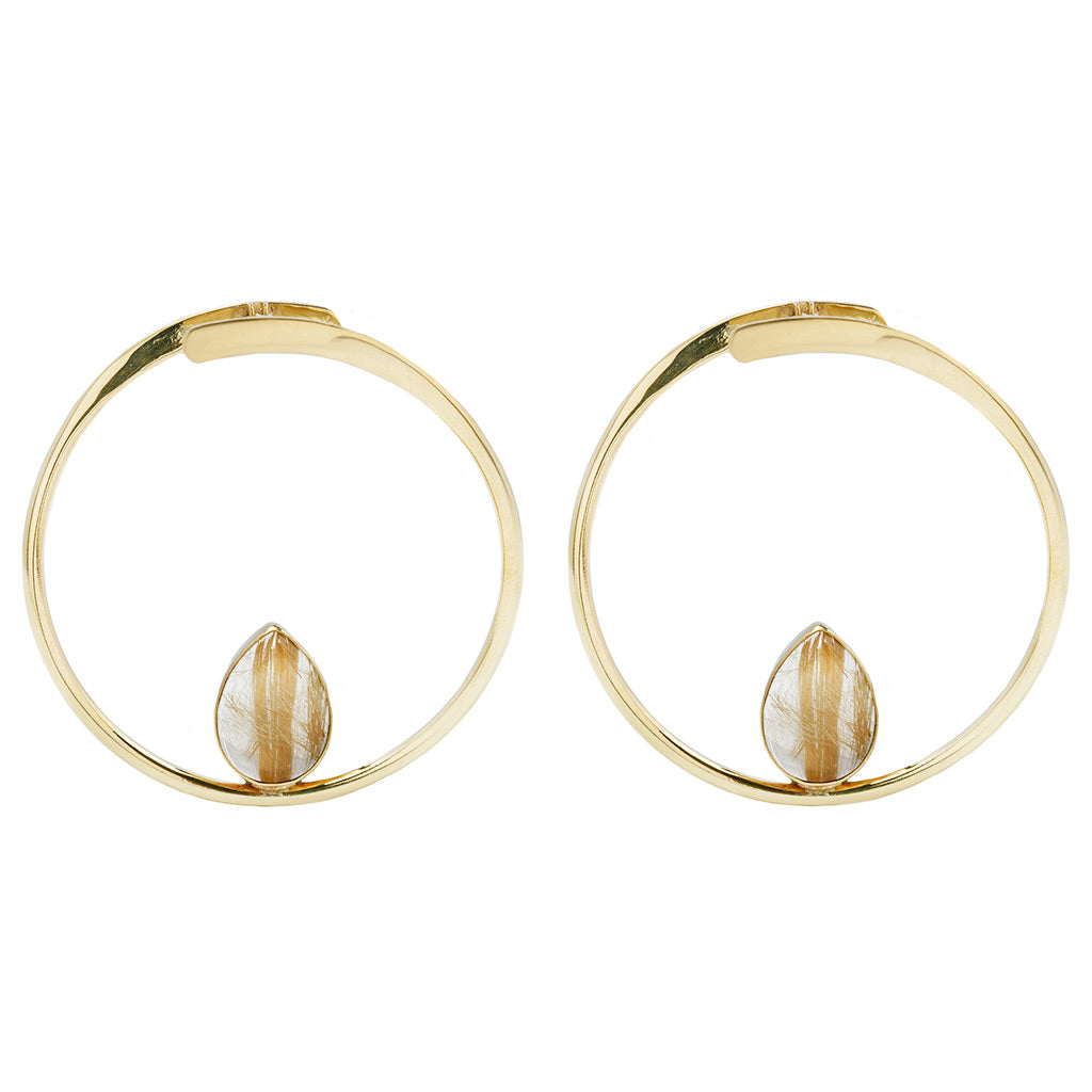 Stay Sexy Earrings - Brass + Golden Rutilated Quartz