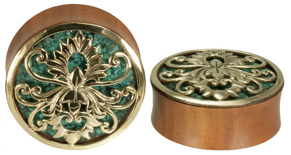 Rider Plugs - Saba Wood + Turquoise