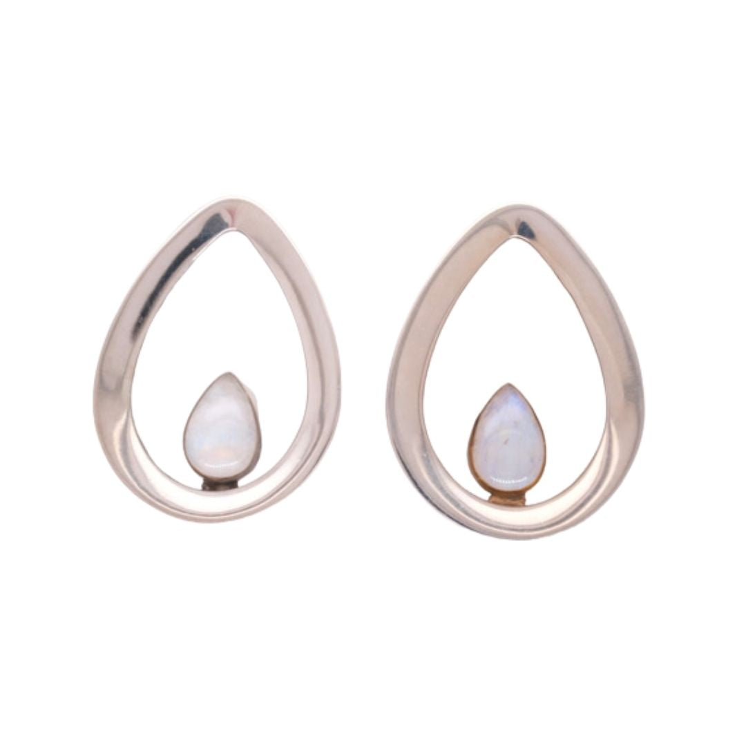 Evoke Mayan Teardrops - Moonstone - White Gold Plated