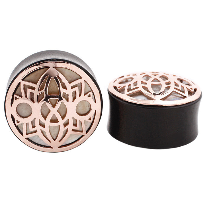 Indah Moon Plug - Mother of Pearl - Rose Gold Plated