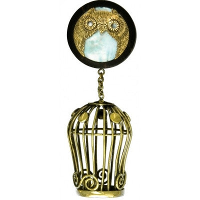 Owl with Mother of Pearl inlay + Hanging Cage