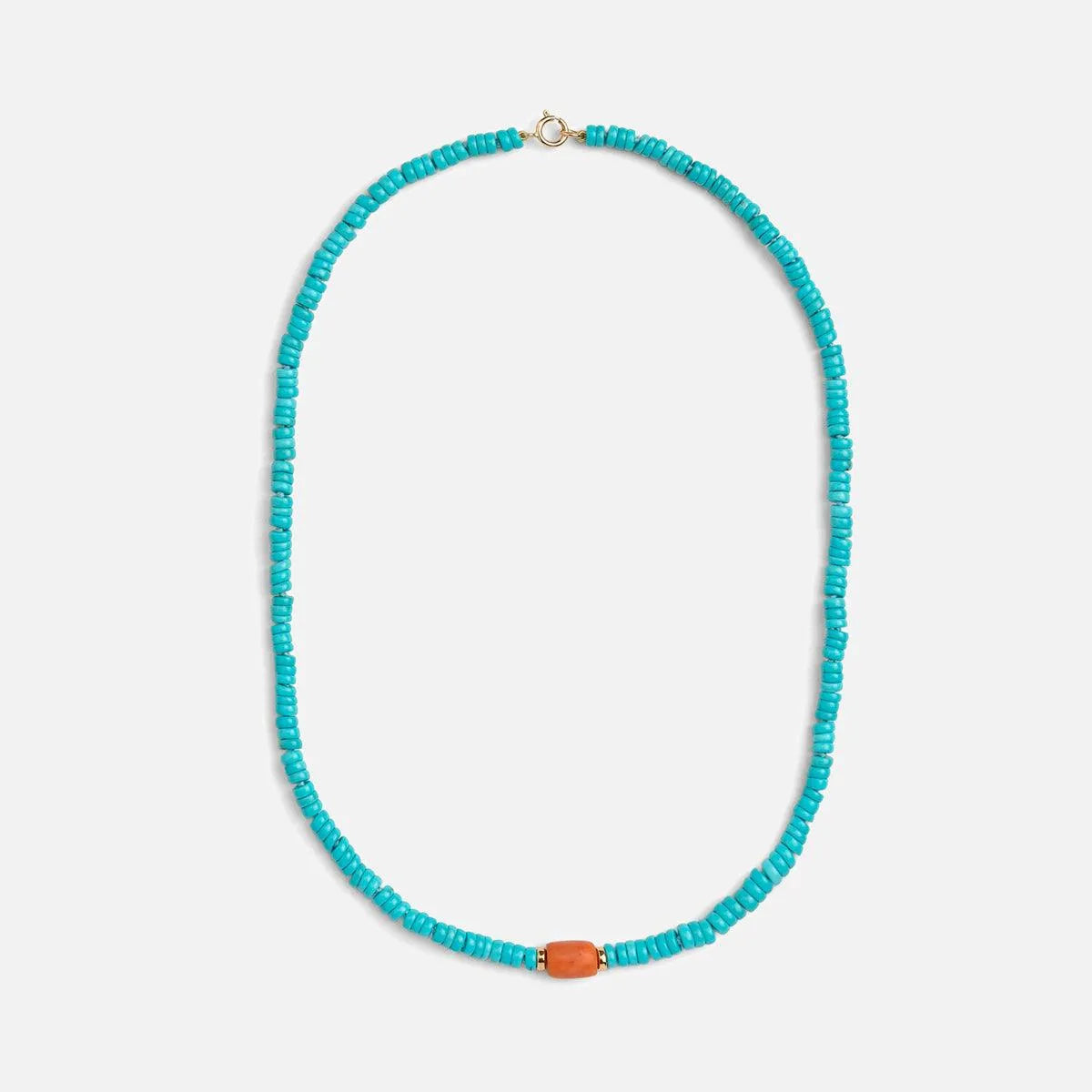 Coral & Turquoise Beaded Necklace