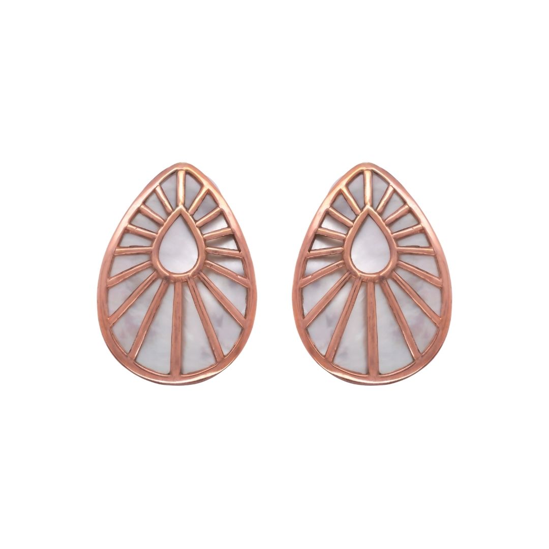 Beam Teardrop Plugs - Mother of Pearl - Rose Gold Plated