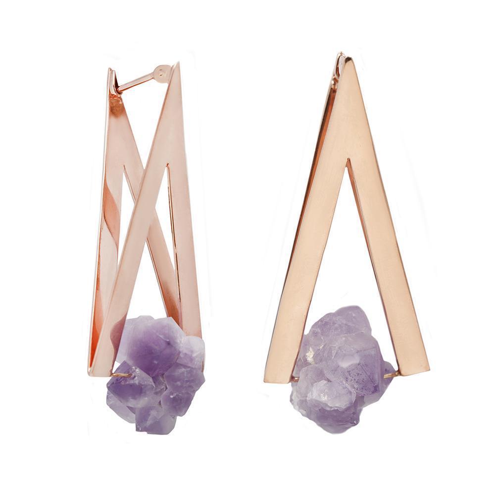 Vida Earrings - Amethyst - Rose Gold Plated