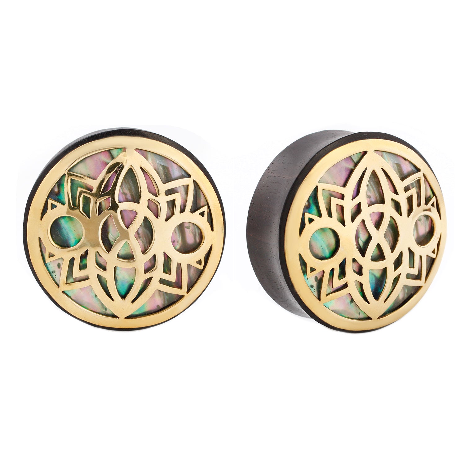 Indah Moon Plug - Brass + Abalone