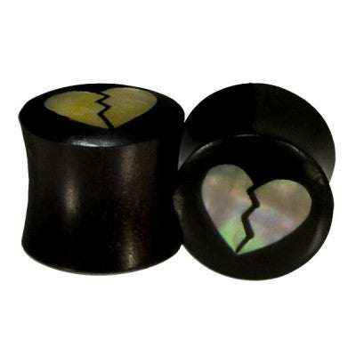 Broken Heart Plugs - Arang wood + Mother of Pearl
