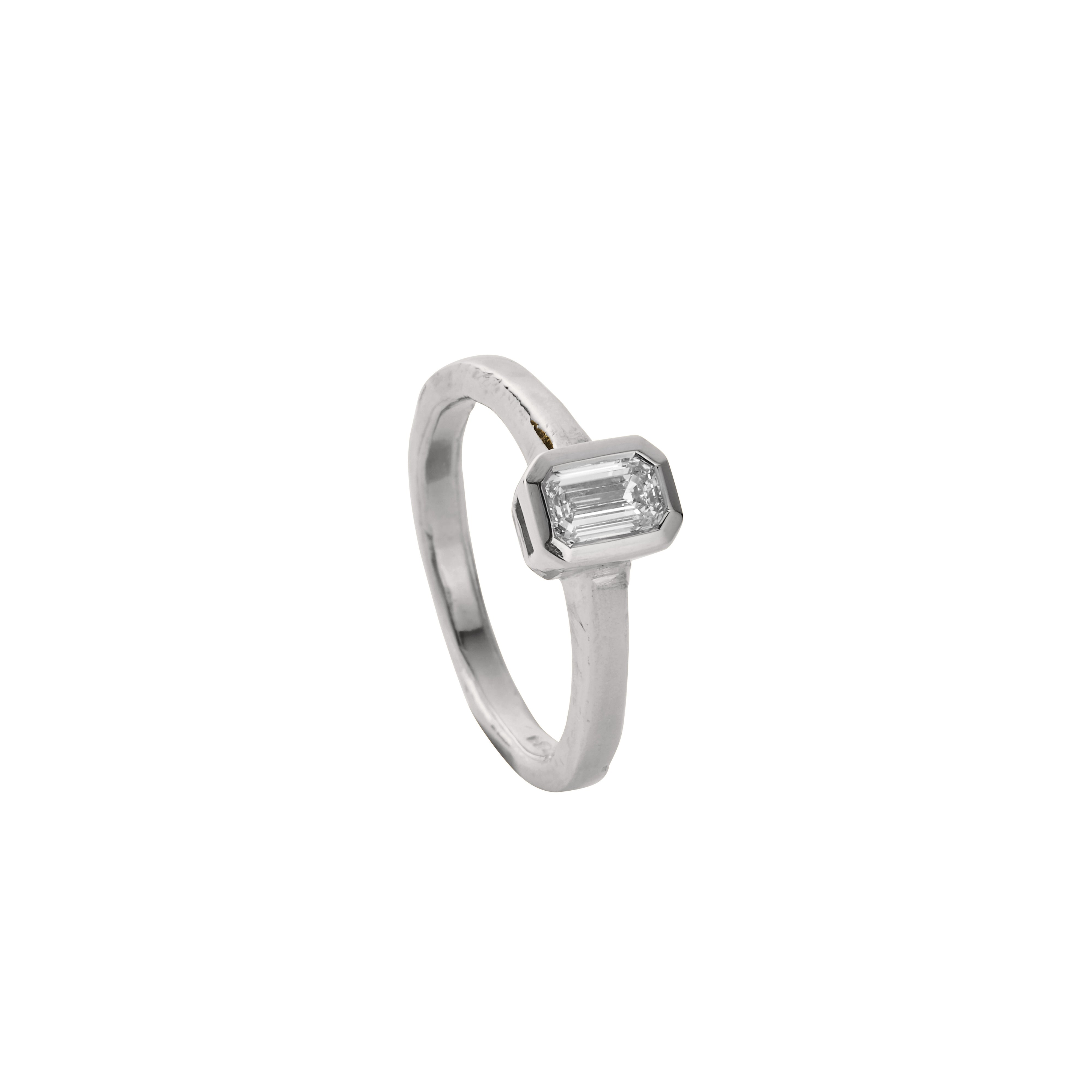 'The Heirloom' 18ct White Gold Emerald 0.5ct Natural Diamond Bezel Engagement Ring 4 'The Heirloom' 18ct White Gold Emerald 0.5ct Natural Diamond Bezel Engagement Ring