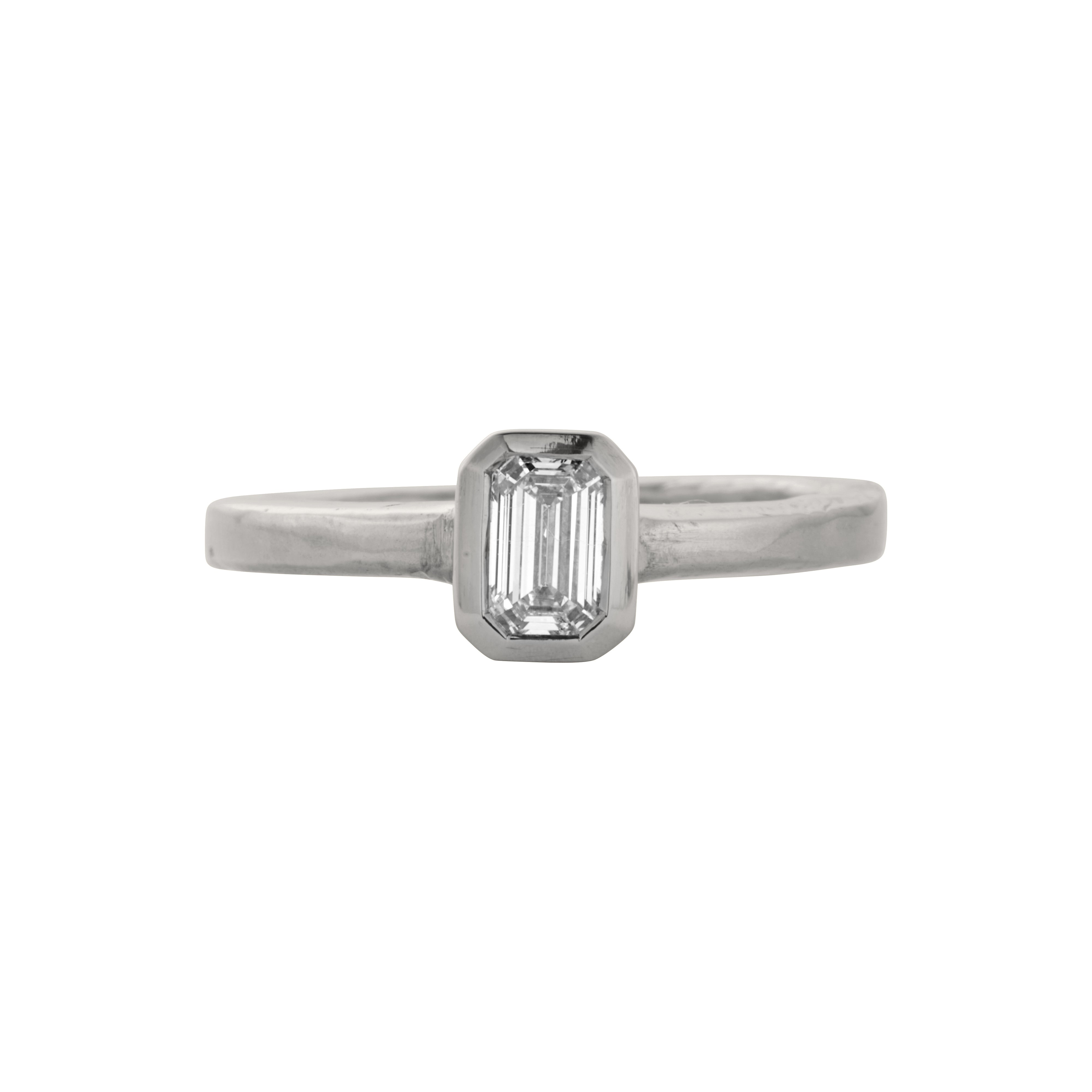 'The Heirloom' 18ct White Gold Emerald 0.5ct Natural Diamond Bezel Engagement Ring 5 'The Heirloom' 18ct White Gold Emerald 0.5ct Natural Diamond Bezel Engagement Ring