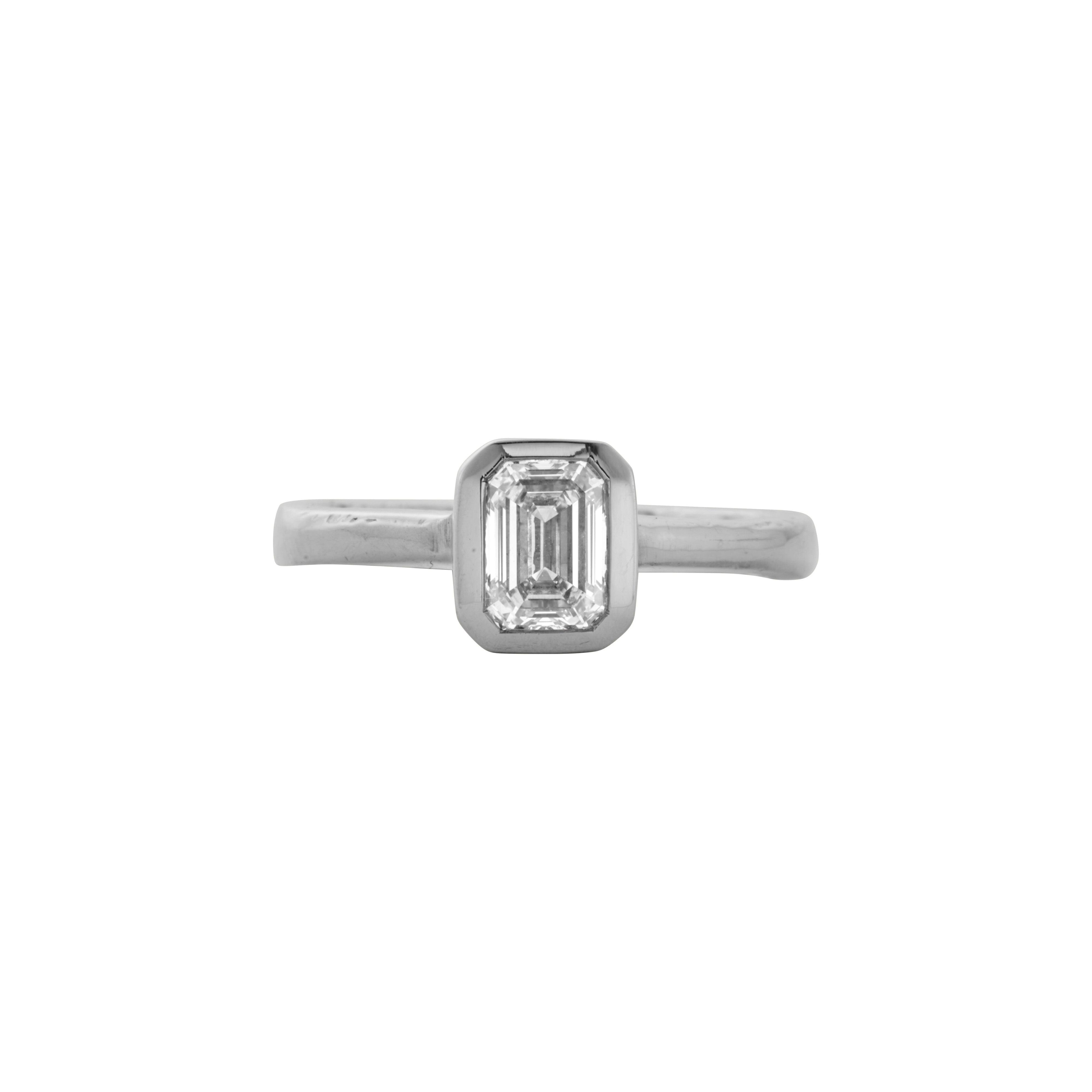 'The Heirloom' 18ct White Gold Emerald 1ct Lab Grown Diamond Bezel Engagement Ring 4 'The Heirloom' 18ct White Gold Emerald 1ct Lab Grown Diamond Bezel Engagement Ring