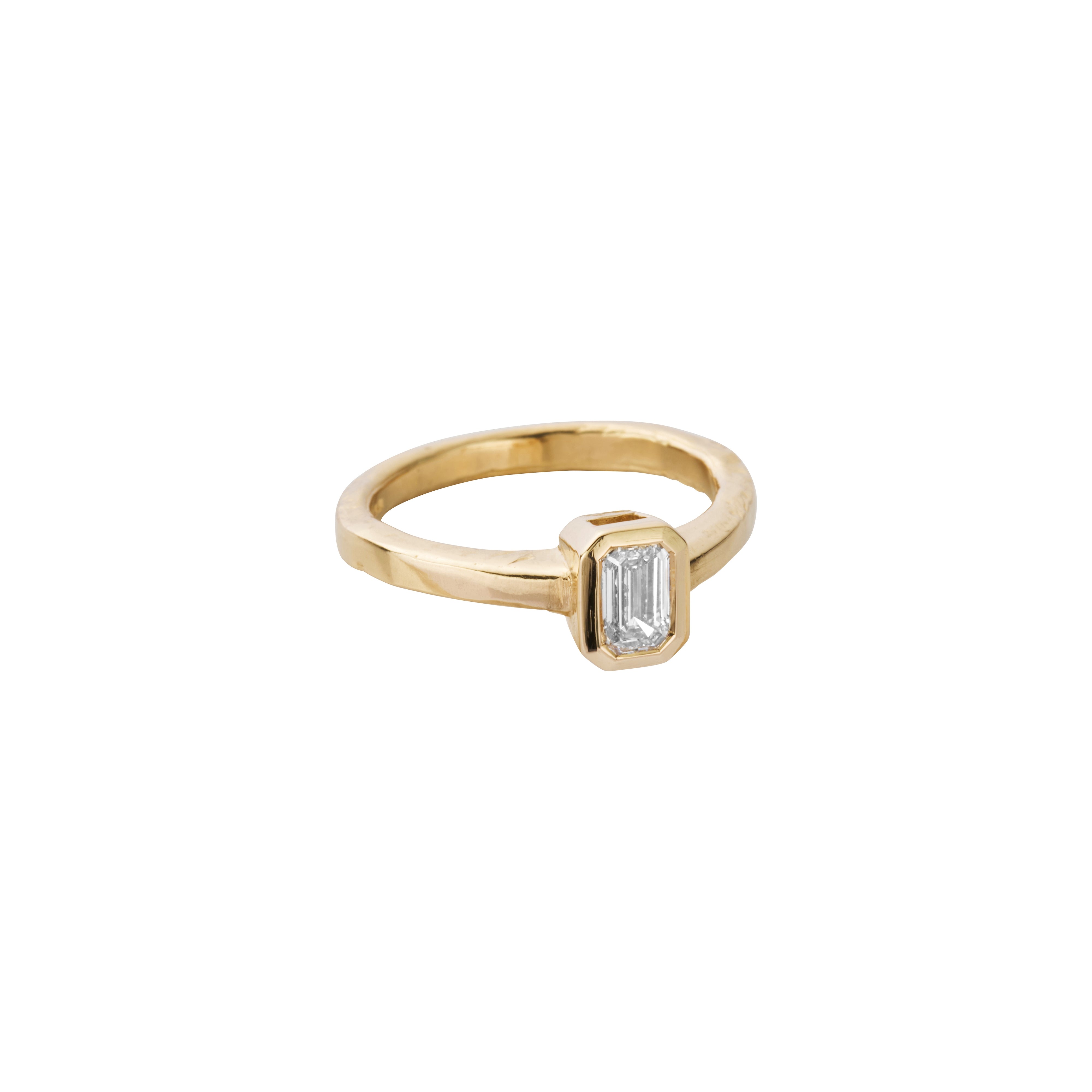 'The Heirloom' 9ct Gold Emerald 0.5ct Lab Grown Diamond Bezel Engagement Ring
