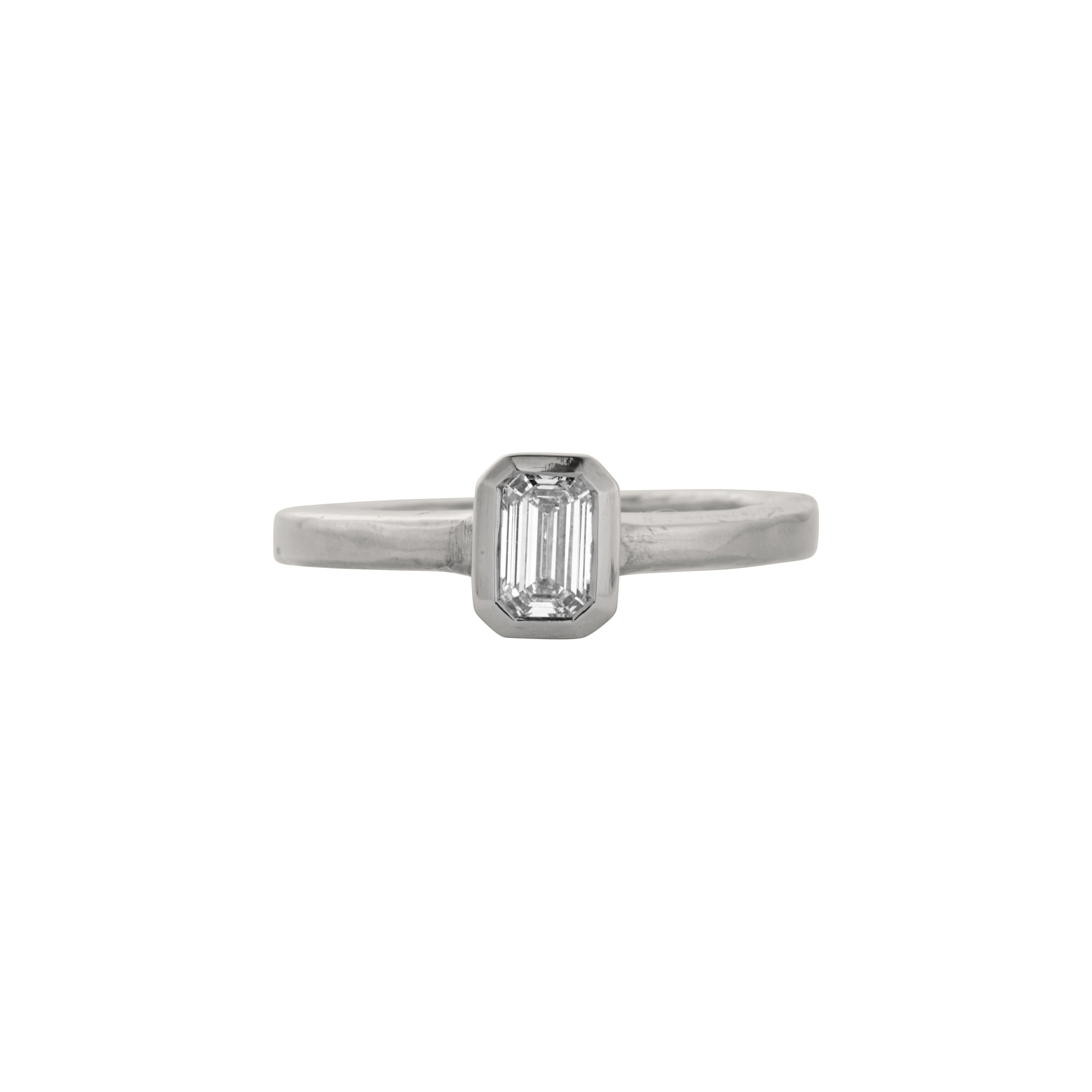 'The Heirloom' 9ct White Gold Emerald 0.5ct Lab Grown Diamond Bezel Engagement Ring 5 'The Heirloom' 9ct White Gold Emerald 0.5ct Lab Grown Diamond Bezel Engagement Ring