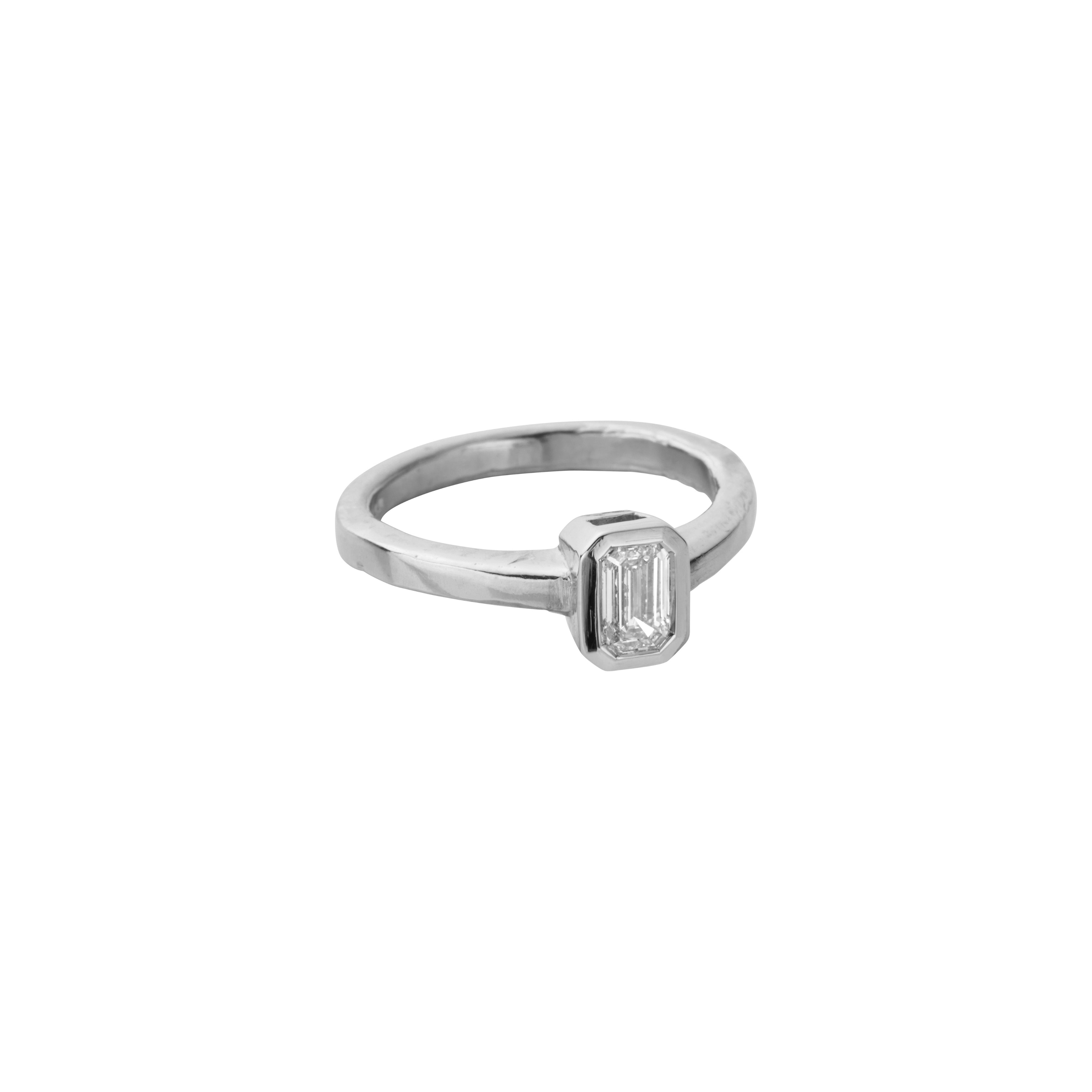 'The Heirloom' Silver Emerald 0.5ct Natural Diamond Bezel Engagement Ring