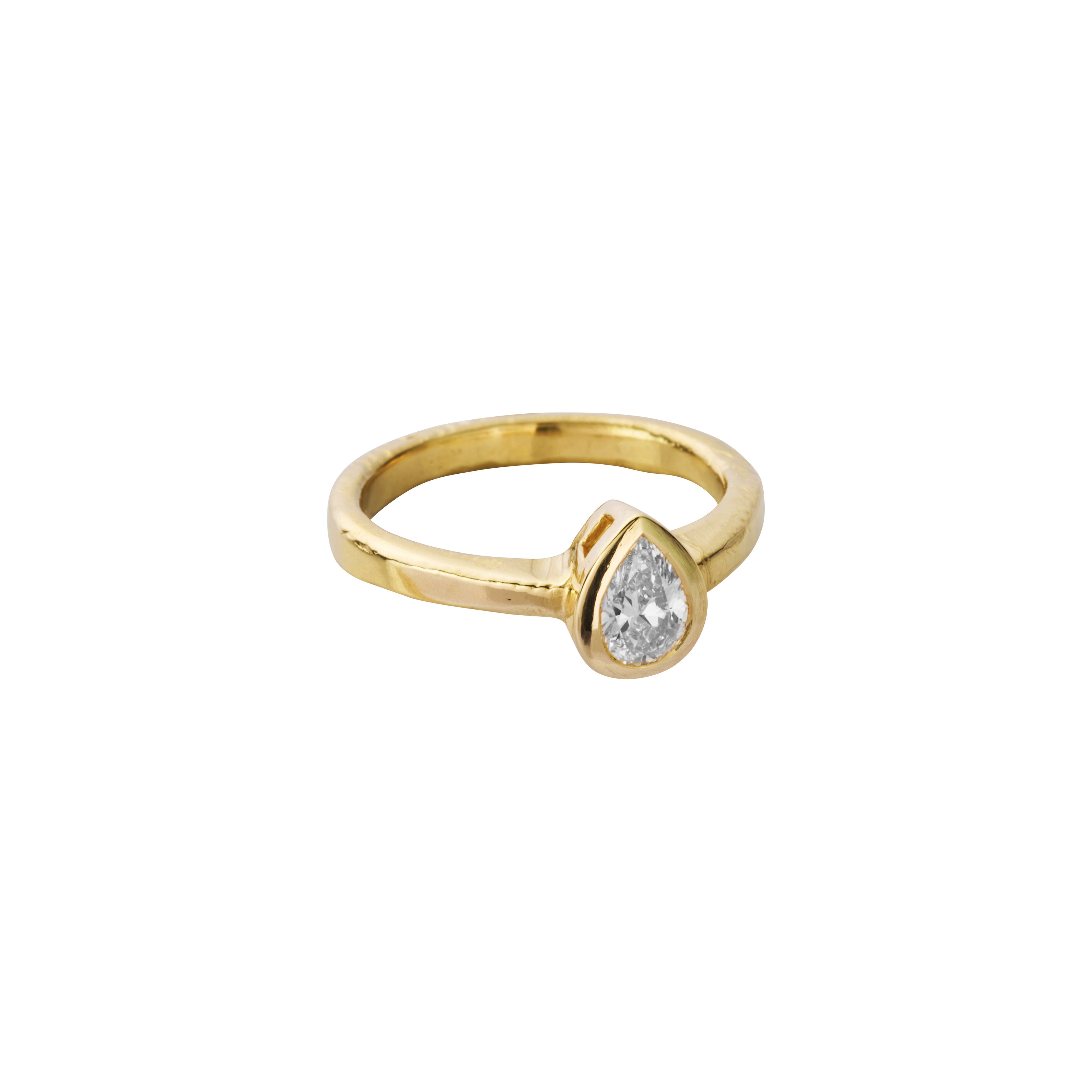 'The Muse' 18ct Gold Pear 0.5ct Lab Grown Diamond Bezel Engagement Ring
