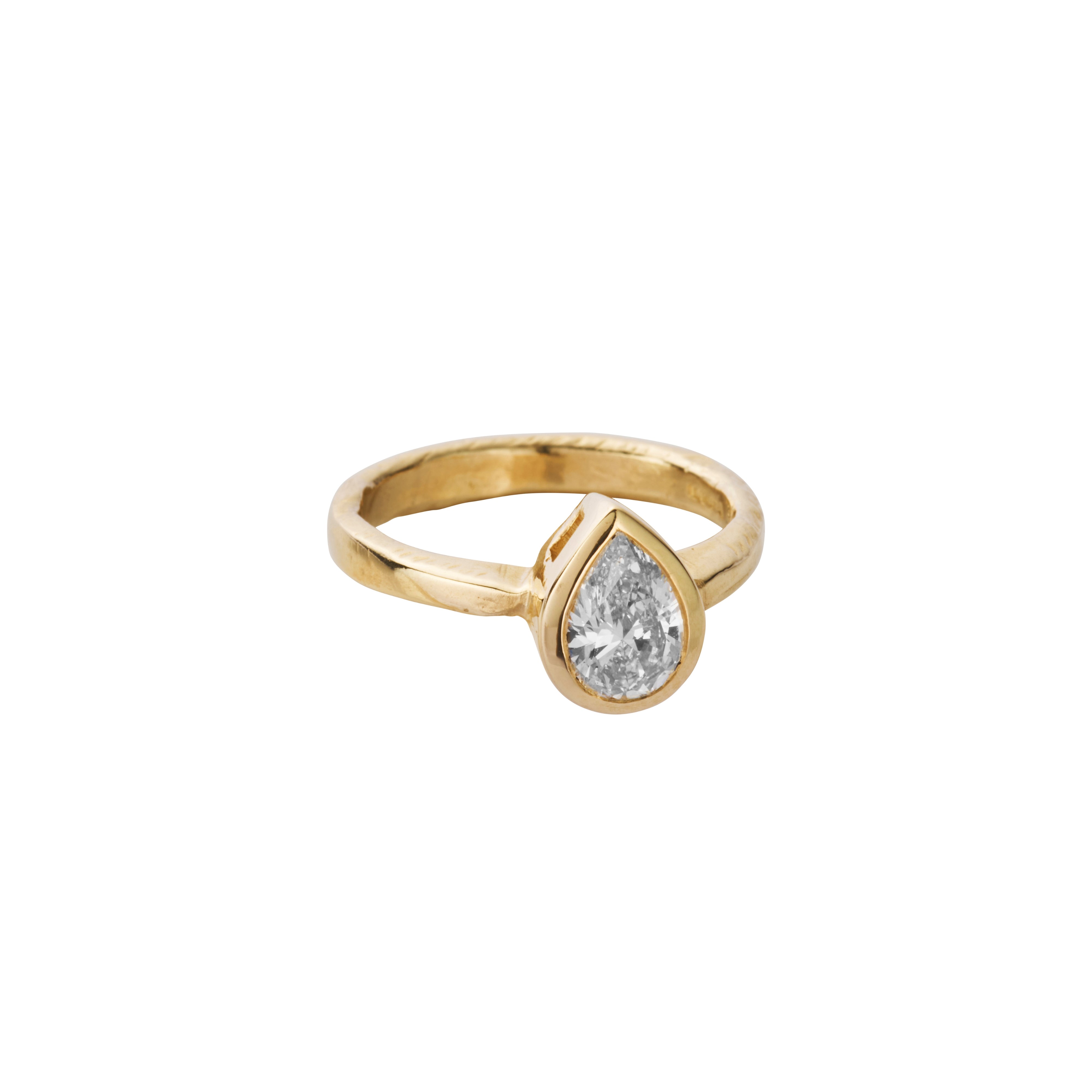 'The Muse' 9ct Gold Pear 1ct Lab Grown Diamond Bezel Engagement Ring