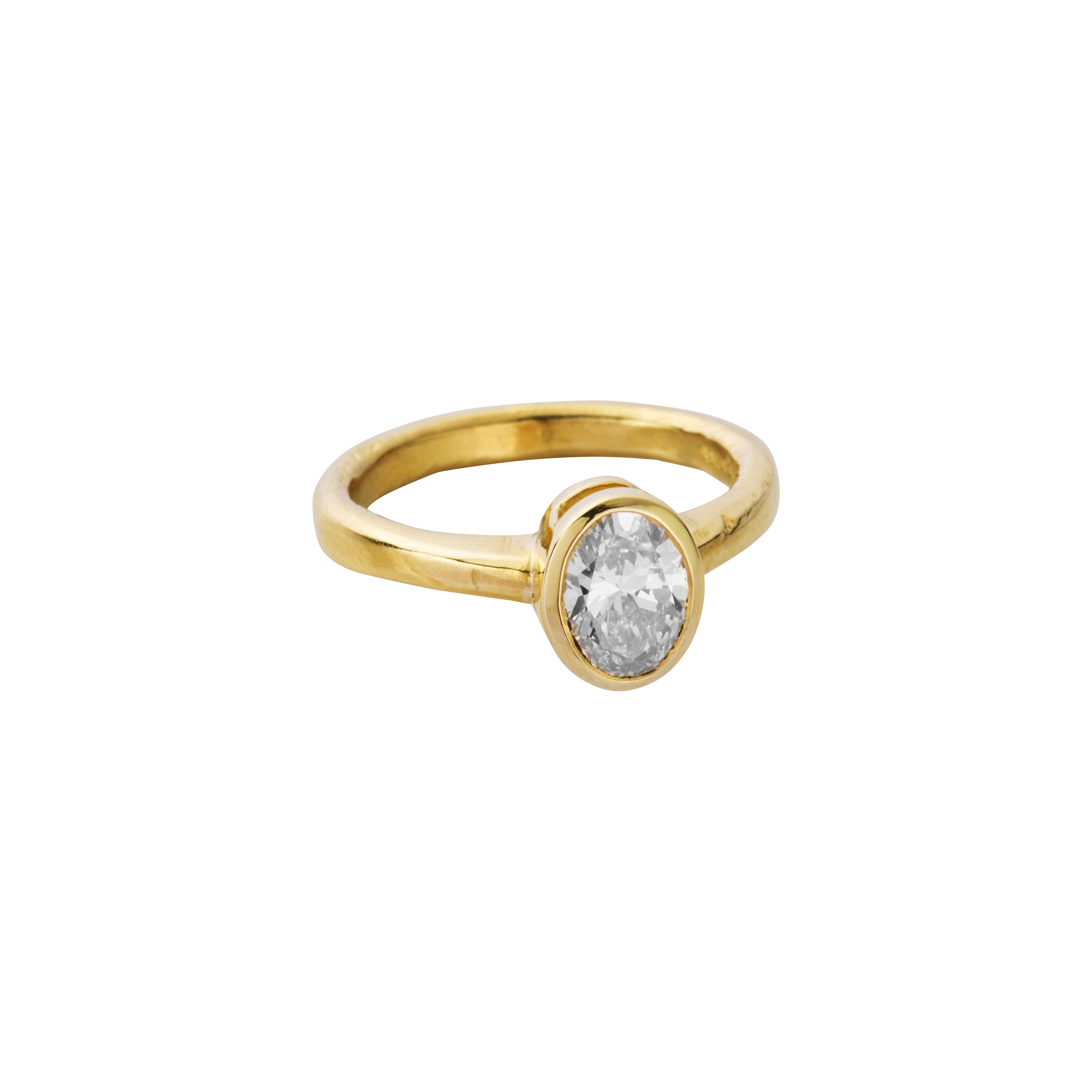 'The Story' 18ct Gold Oval 1ct Lab Grown Diamond Bezel Engagement Ring