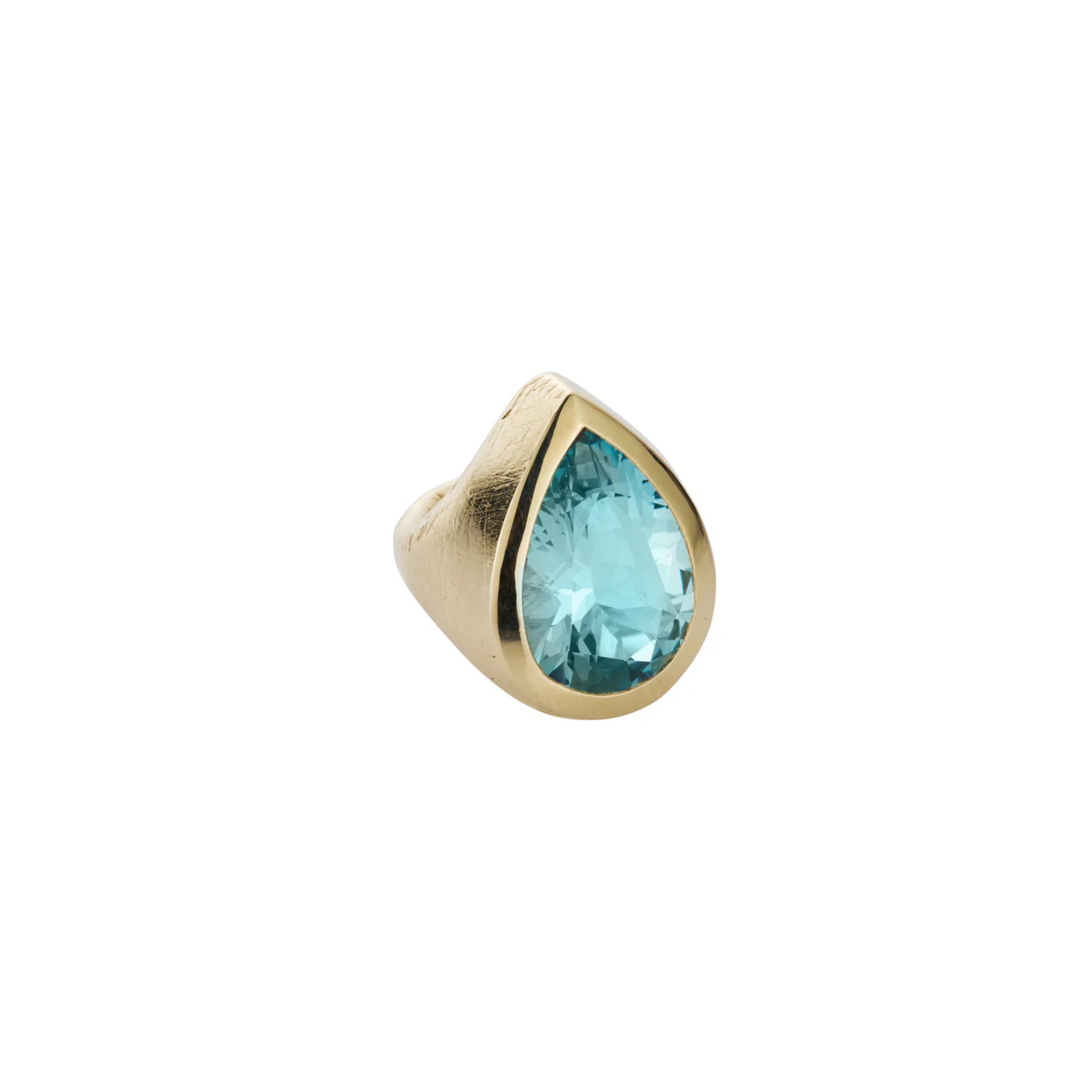 AALTO Gold Aquamarine Pear Signet Ring