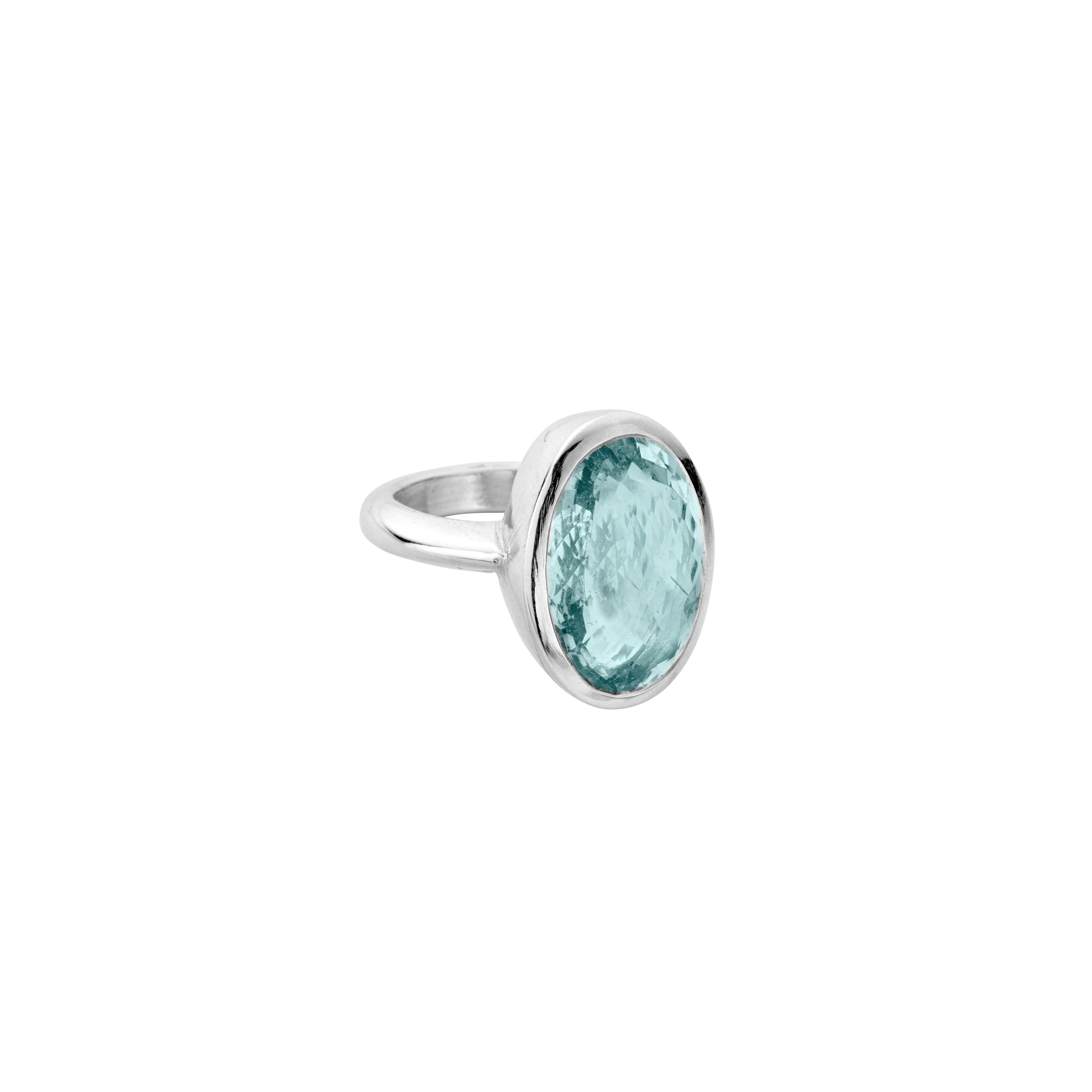 AARNA Silver Aquamarine Ring