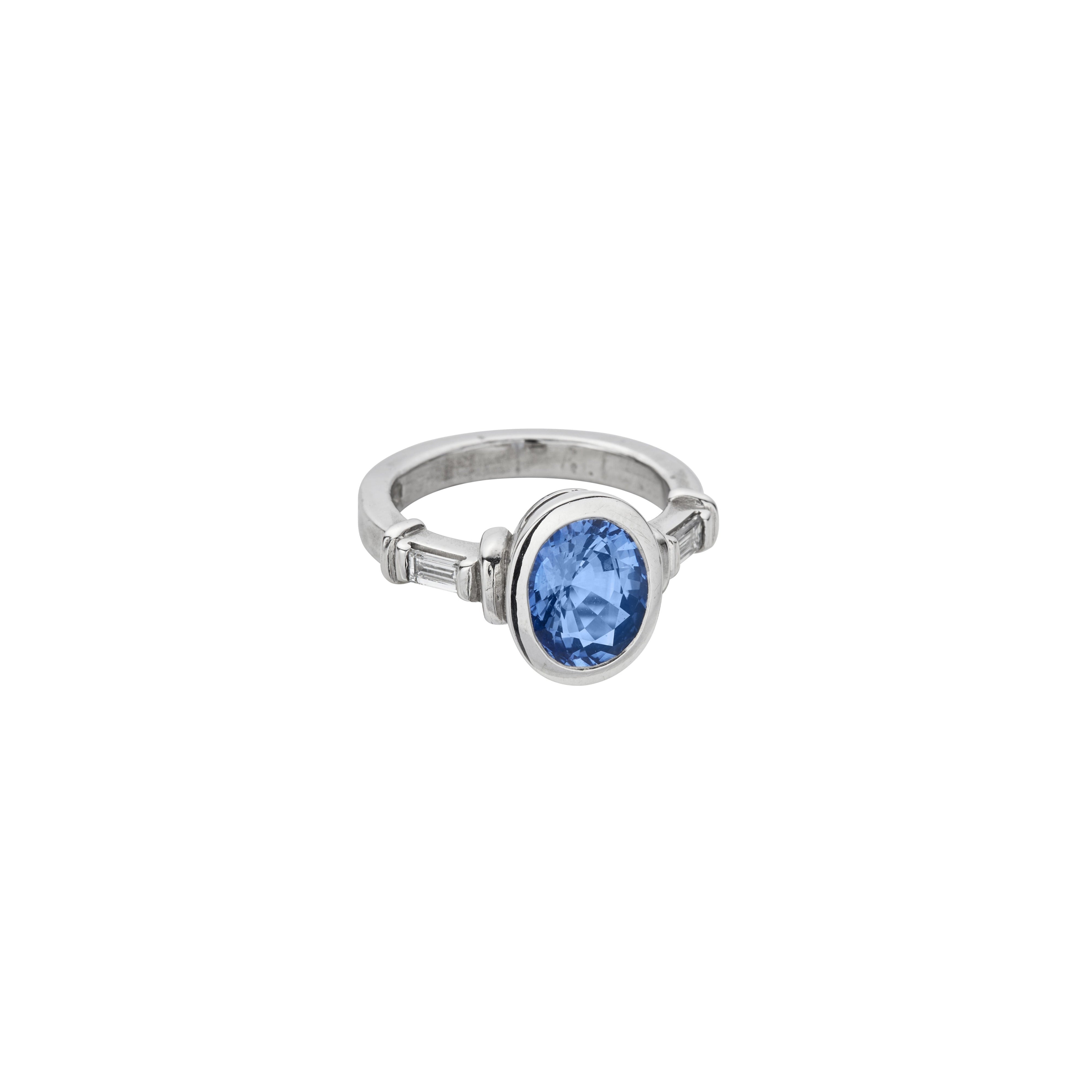 AARYANA White Gold Blue Sapphire & Diamond Ring