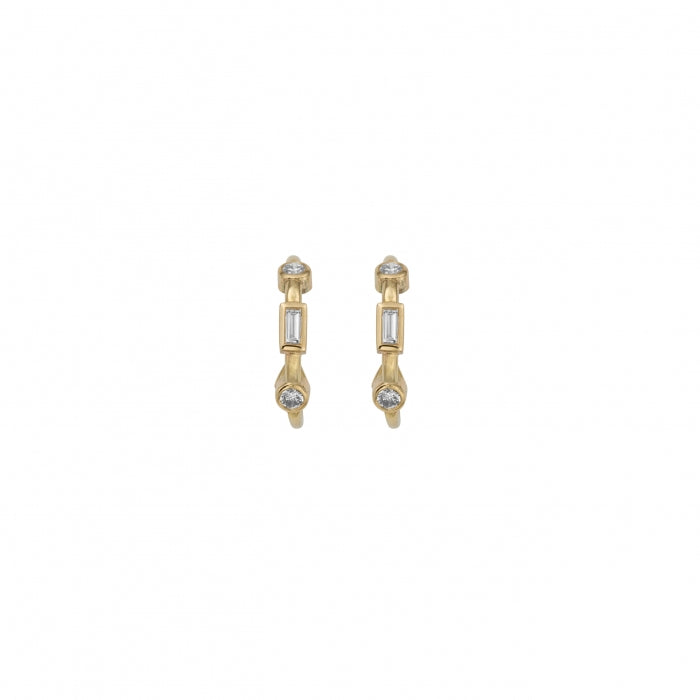 Gold Diamond Luxury Mini Cupid Hoop Earrings
