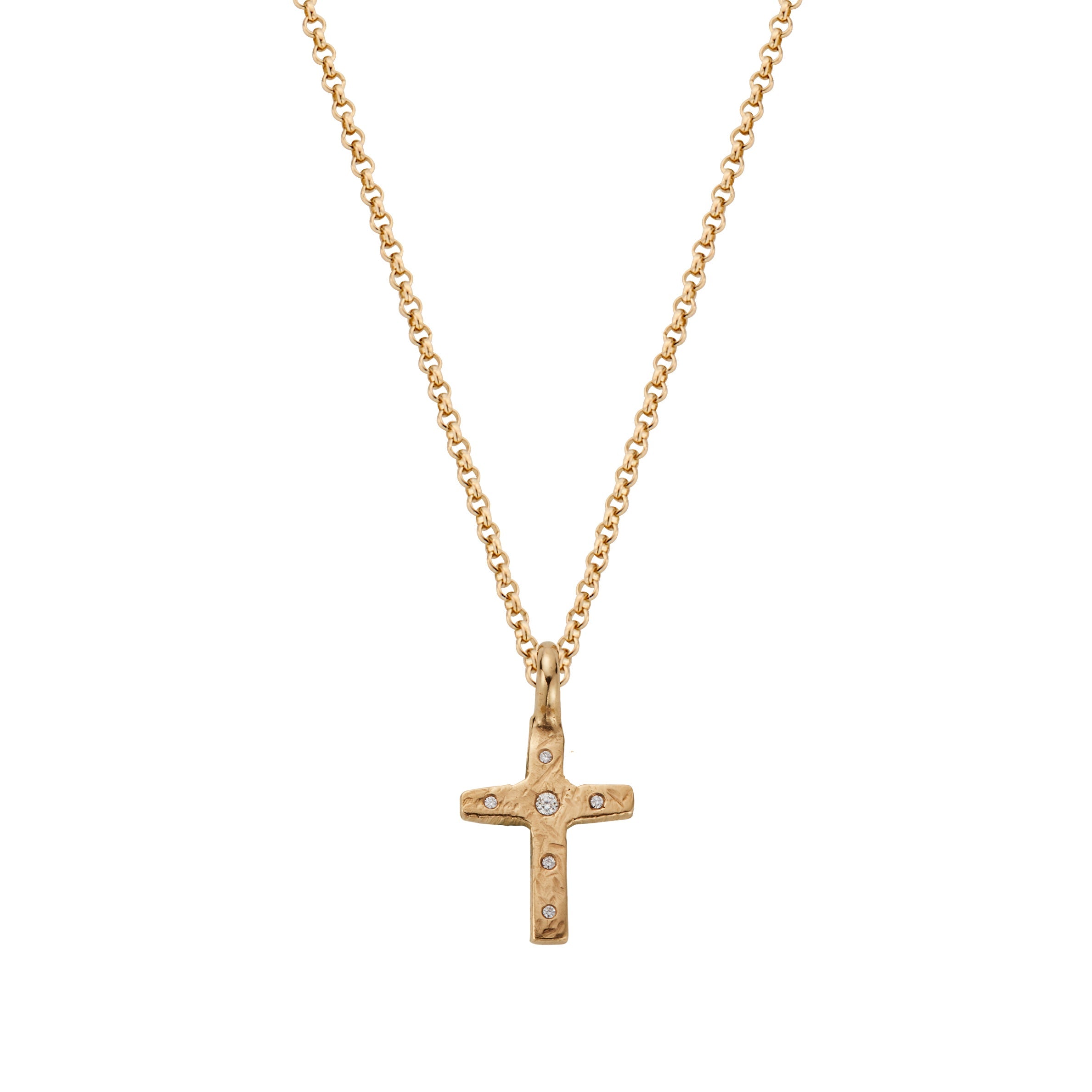 Gold Diamond Square Cross Necklace