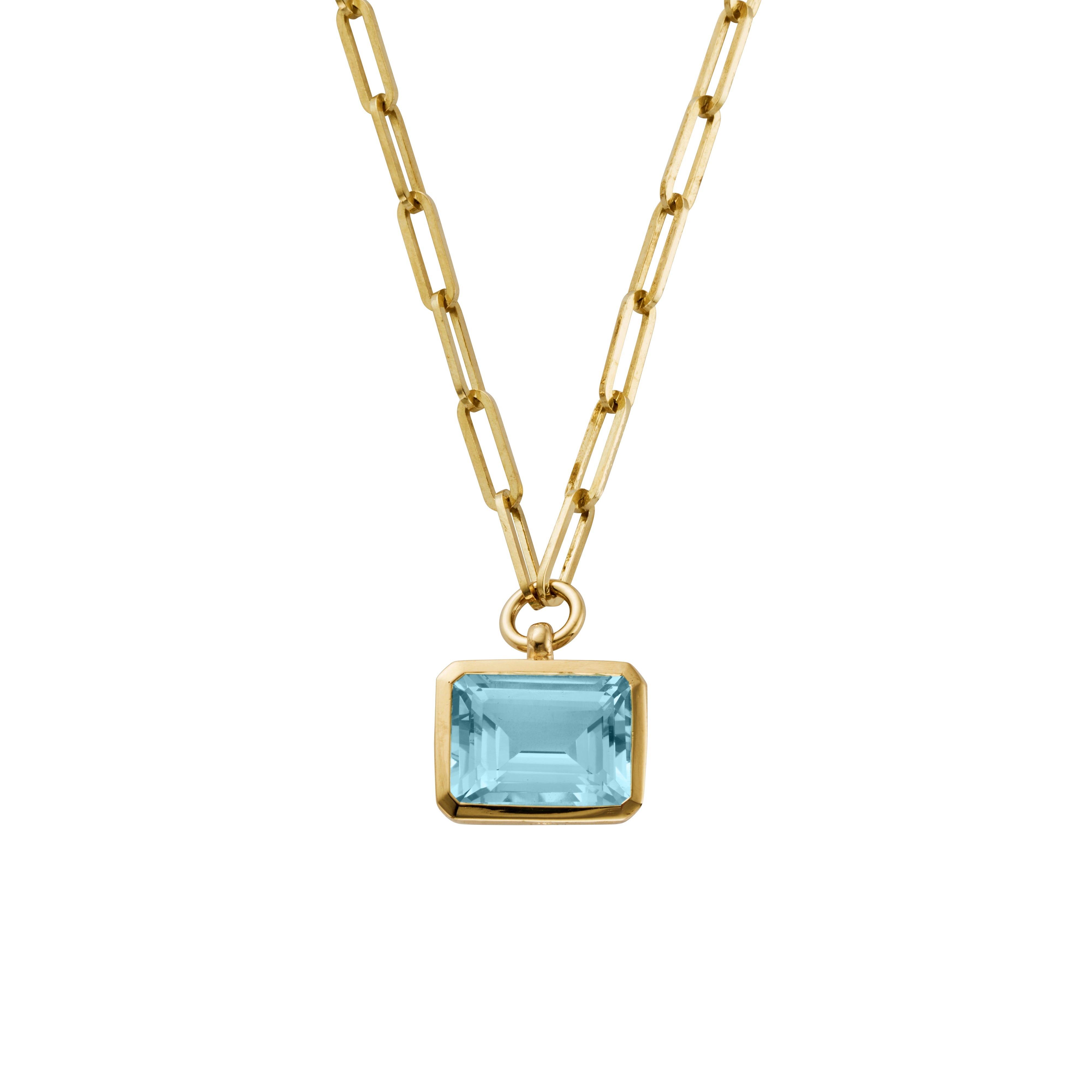 Gold Juno Blue Topaz Trace Chain Necklace