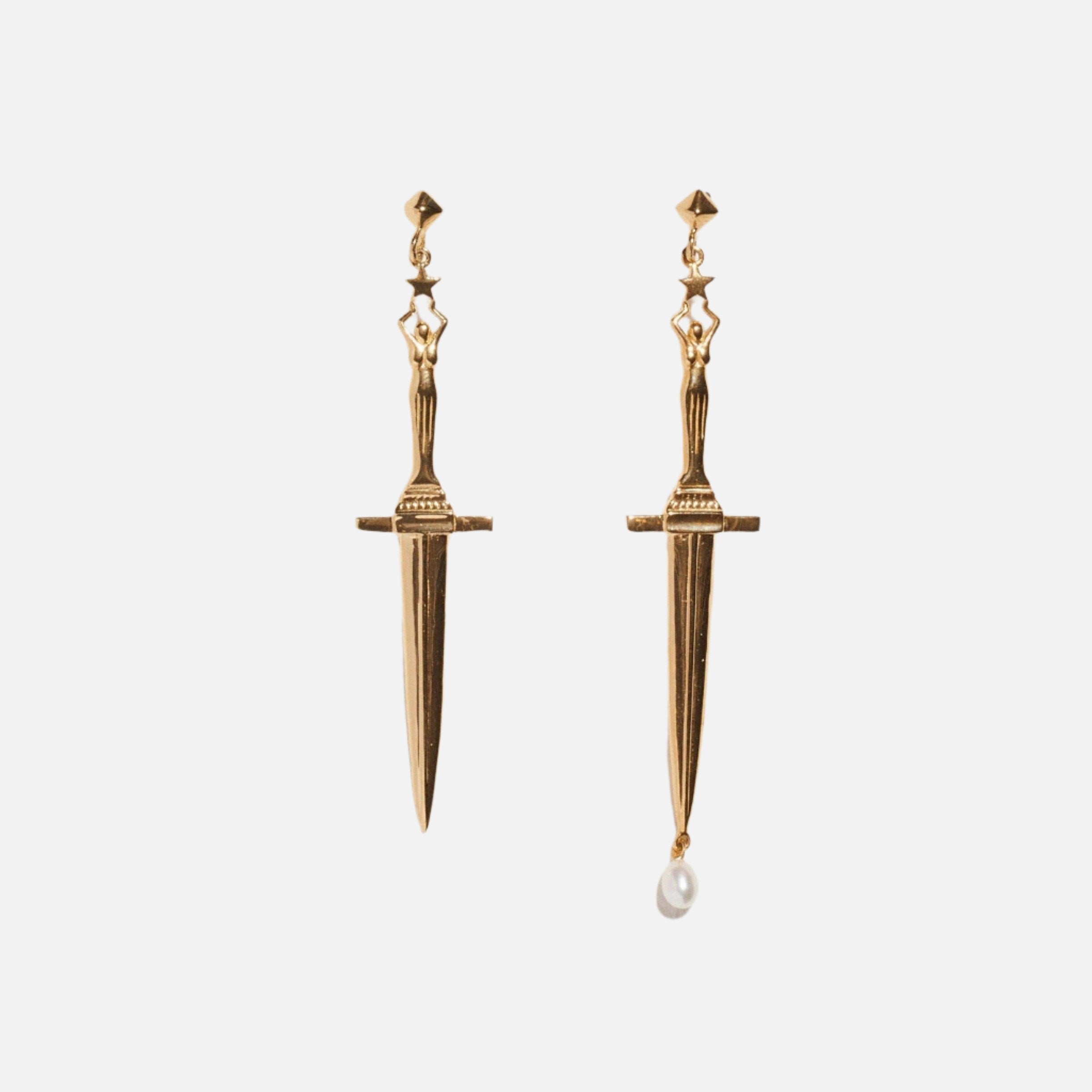 Dagger Earrings, Gold
