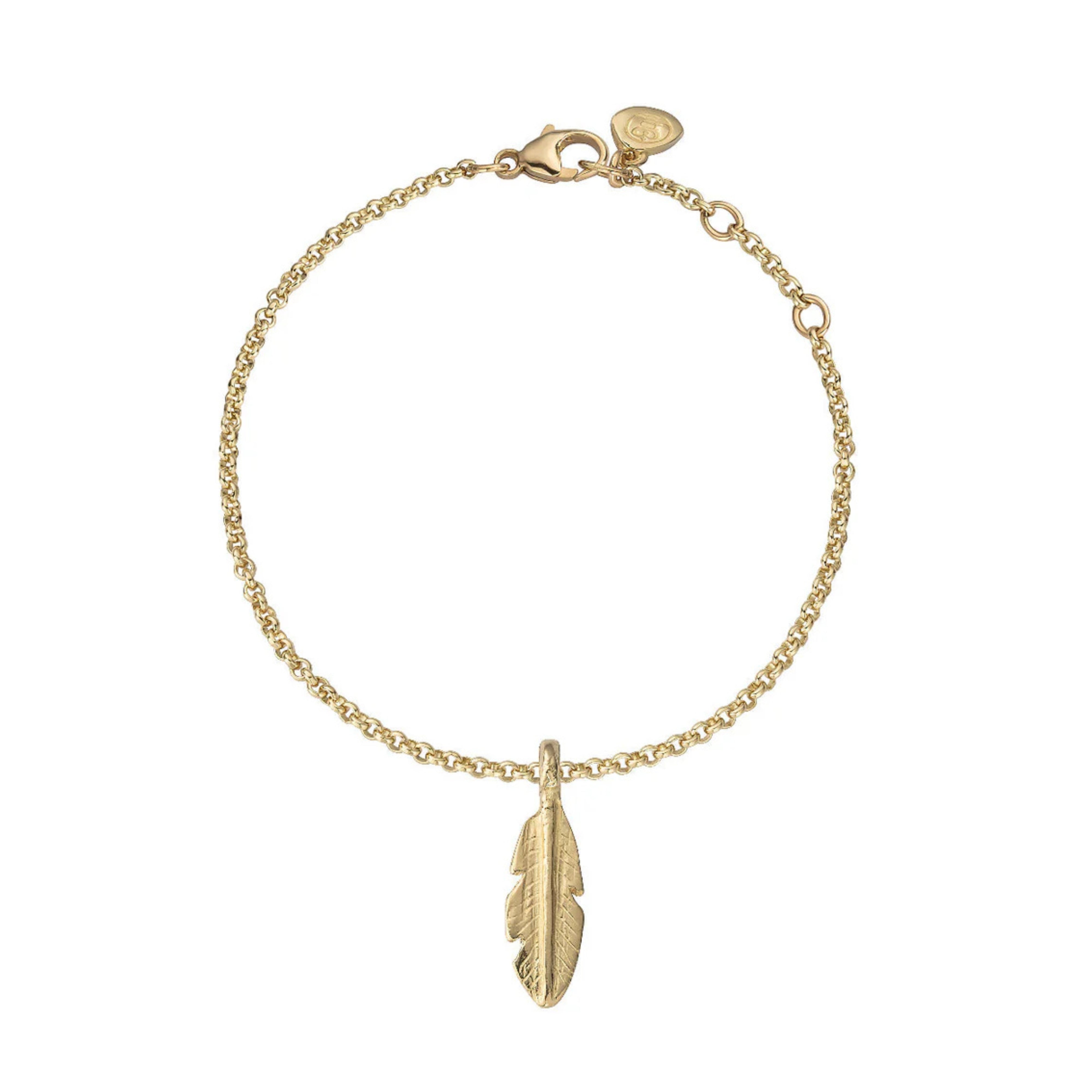 Gold Medium Feather Chain Bracelet
