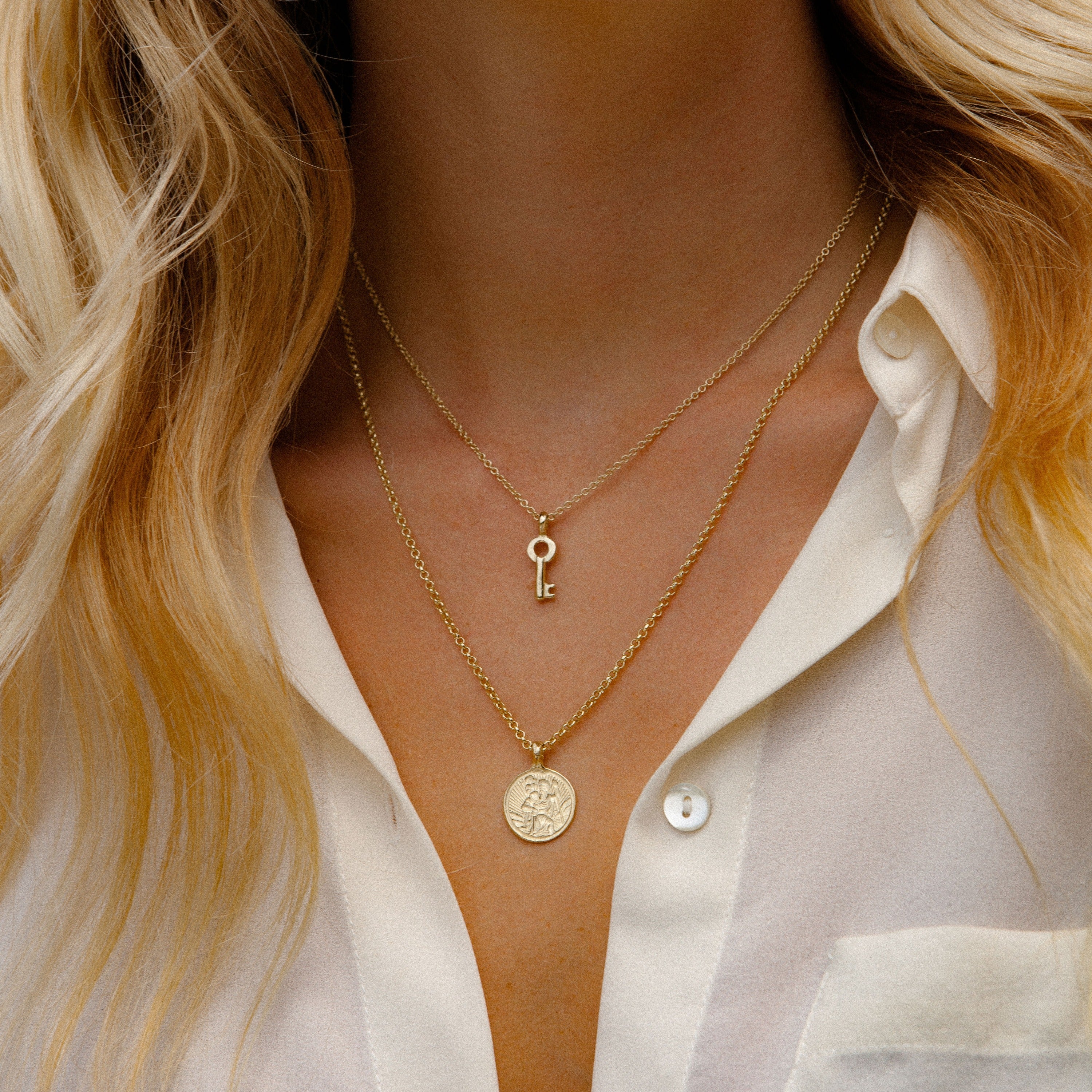 Gold Medium St Christopher Necklace 6 Gold Medium St Christopher Necklace