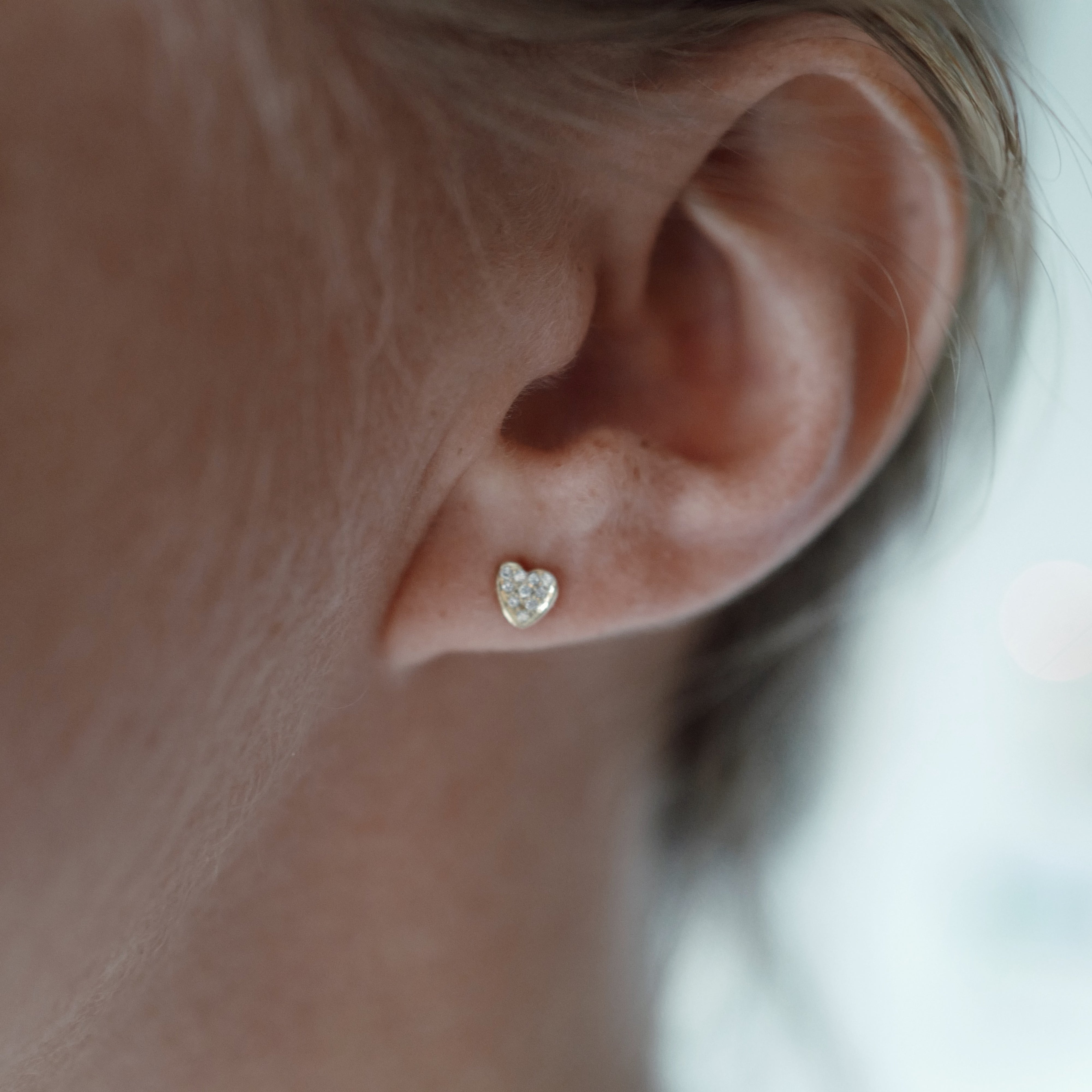 Gold Pavé Diamond Tiny Sweetheart Ear Charm Set 3 Gold Pavé Diamond Tiny Sweetheart Ear Charm Set
