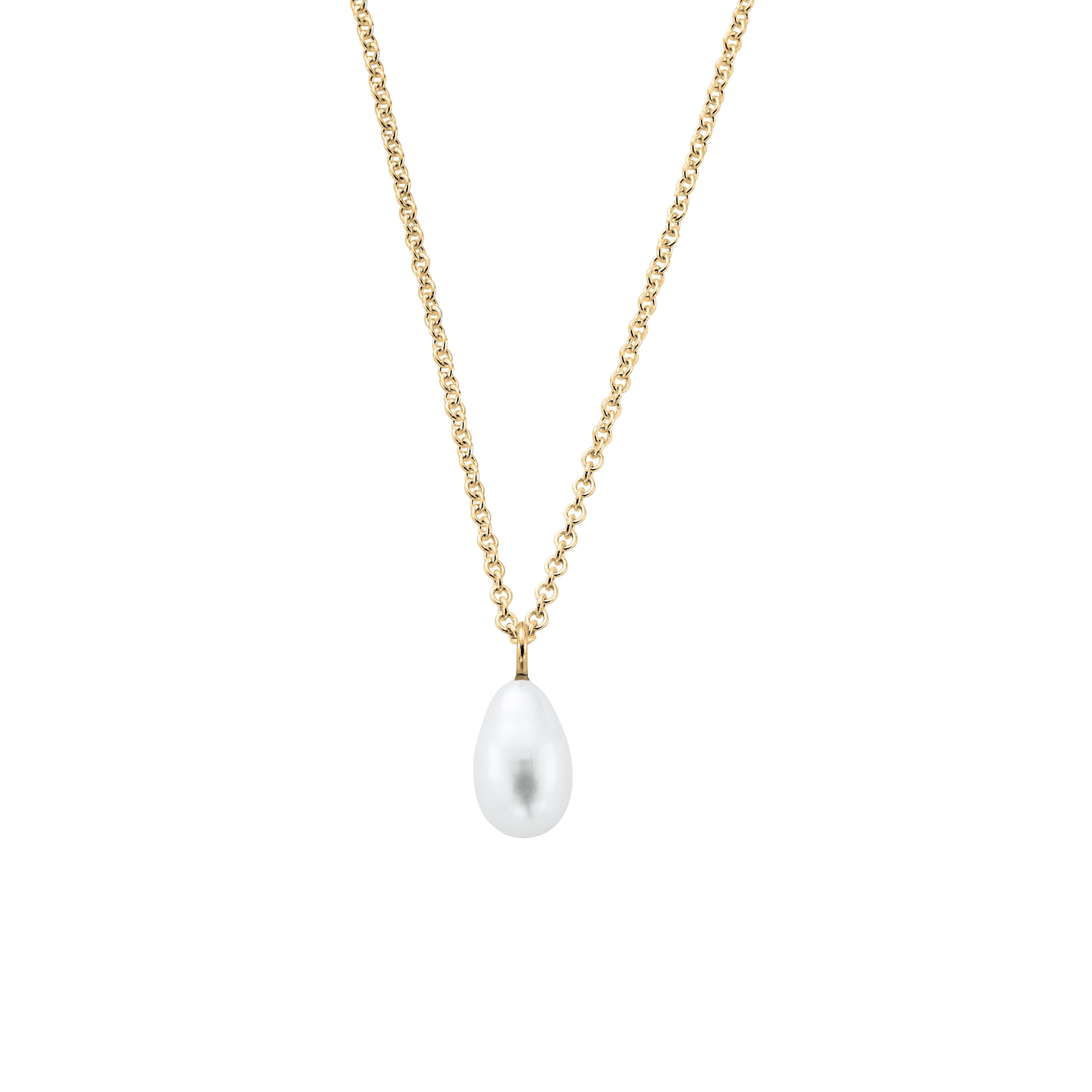 Gold Teardrop Pearl Necklace