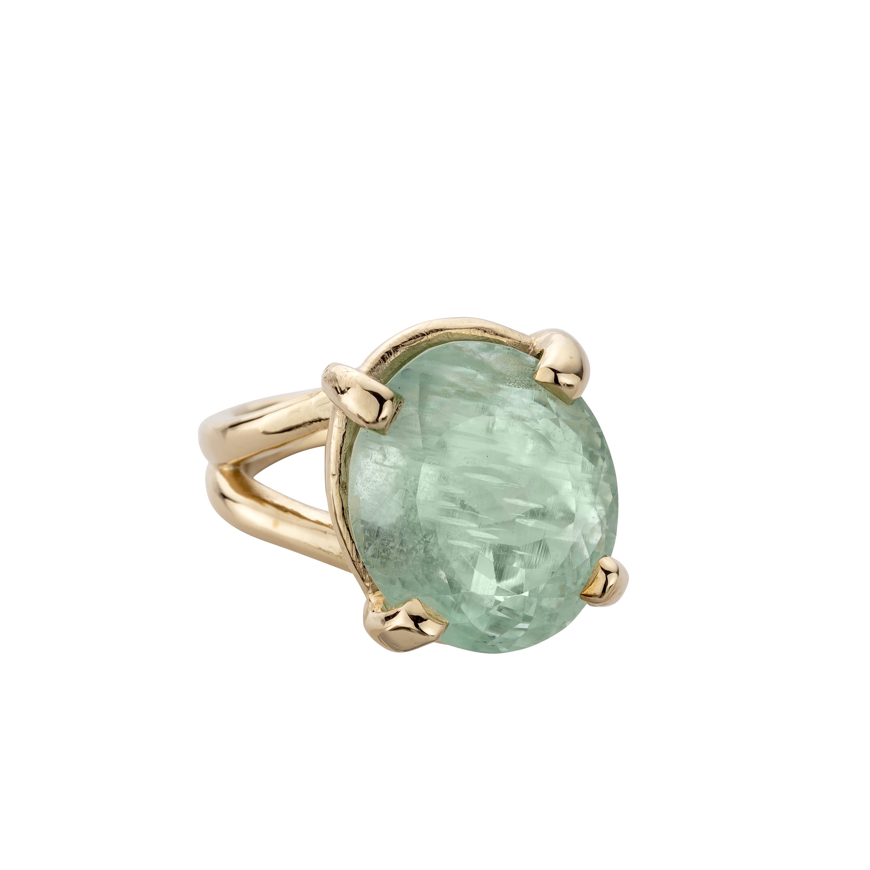 KAIHOLO Gold Oval Aquamarine Claw Ring