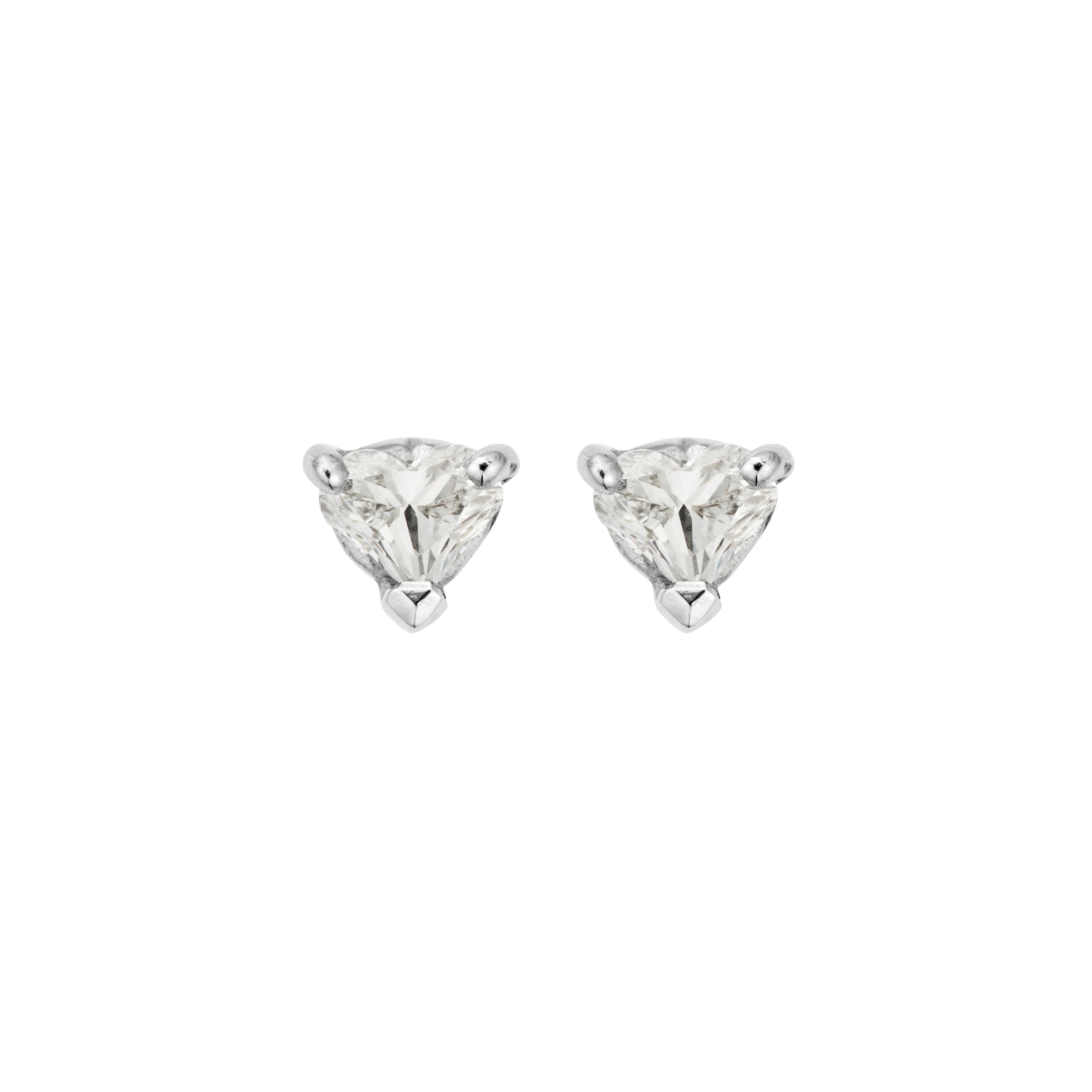LUCIA White Gold Diamond Heart Claw Stud Earrings