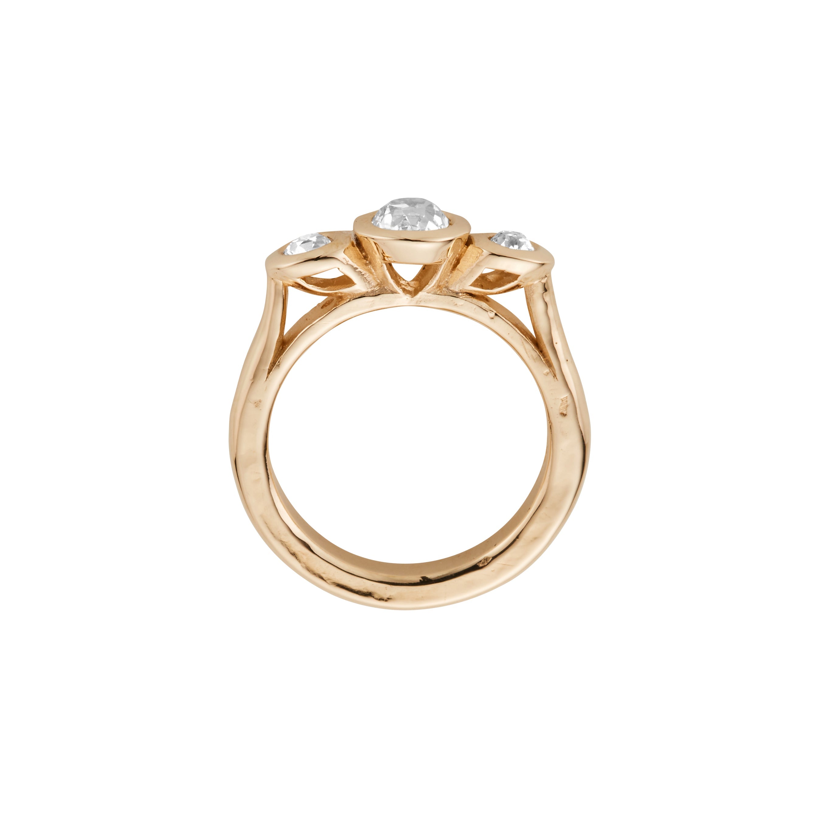 MAIELLA Gold Round Three Diamond Ring 3 MAIELLA Gold Round Three Diamond Ring