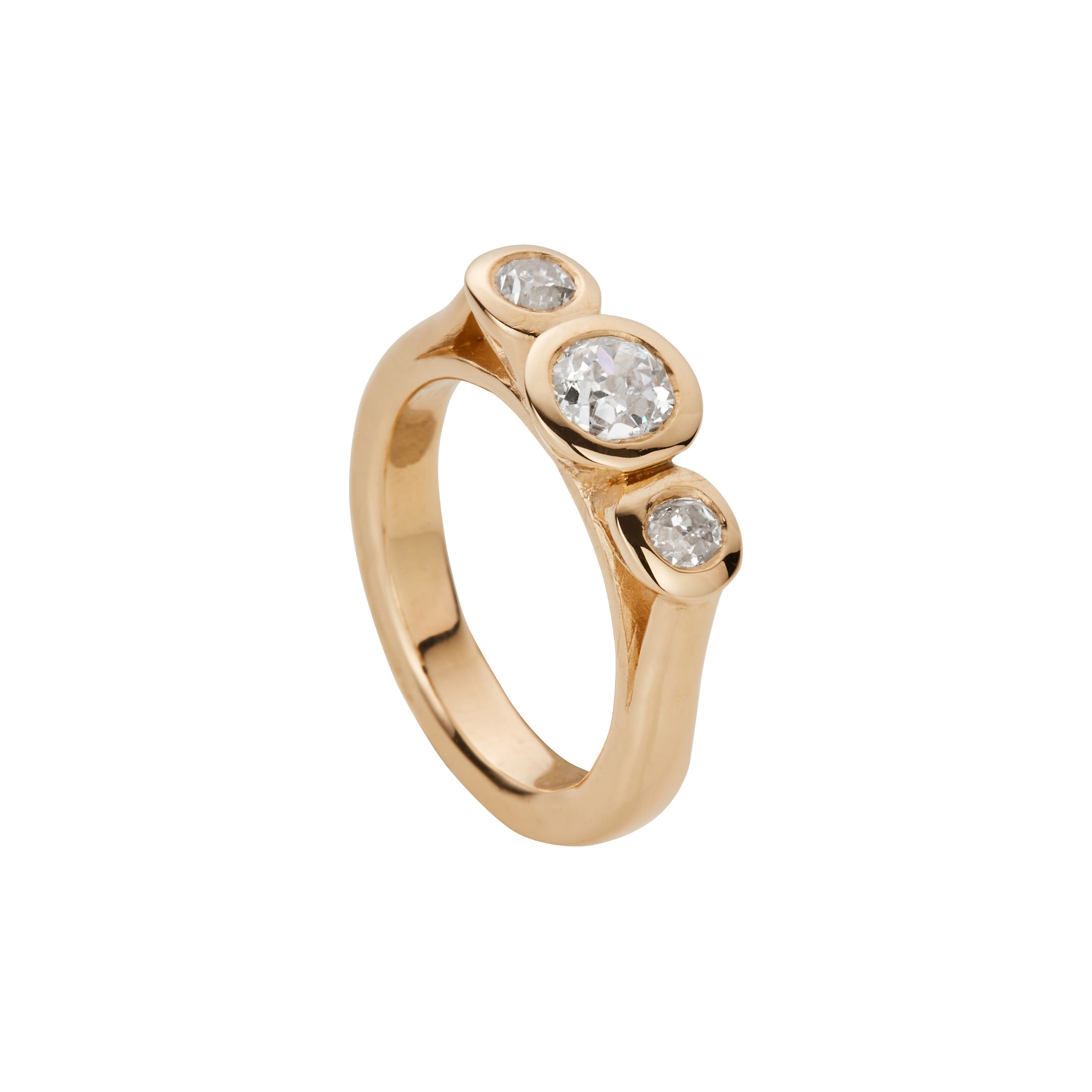 MAIELLA Gold Round Three Diamond Ring 4 MAIELLA Gold Round Three Diamond Ring