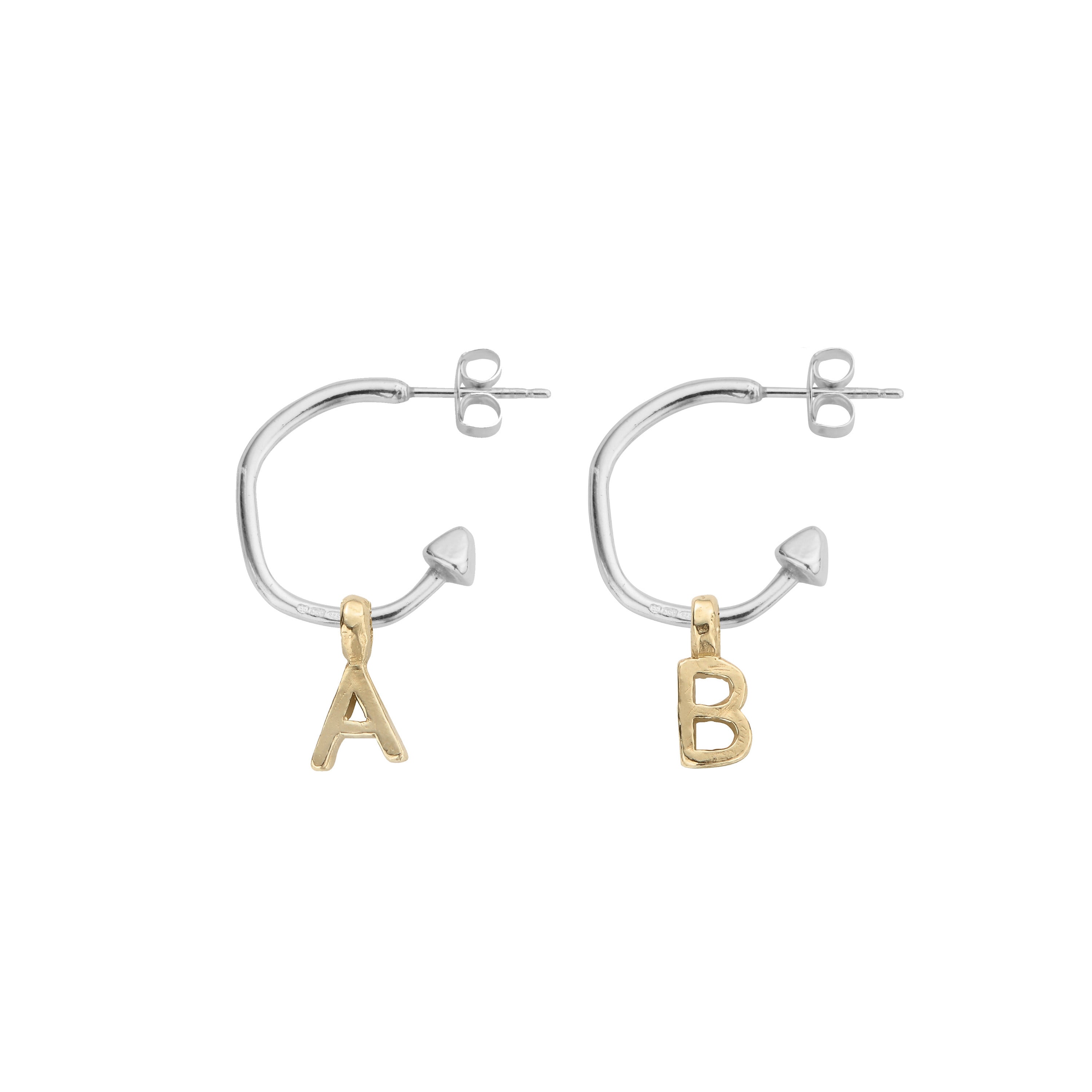 Mini Cupid Hoops with Gold Alphabet Charms