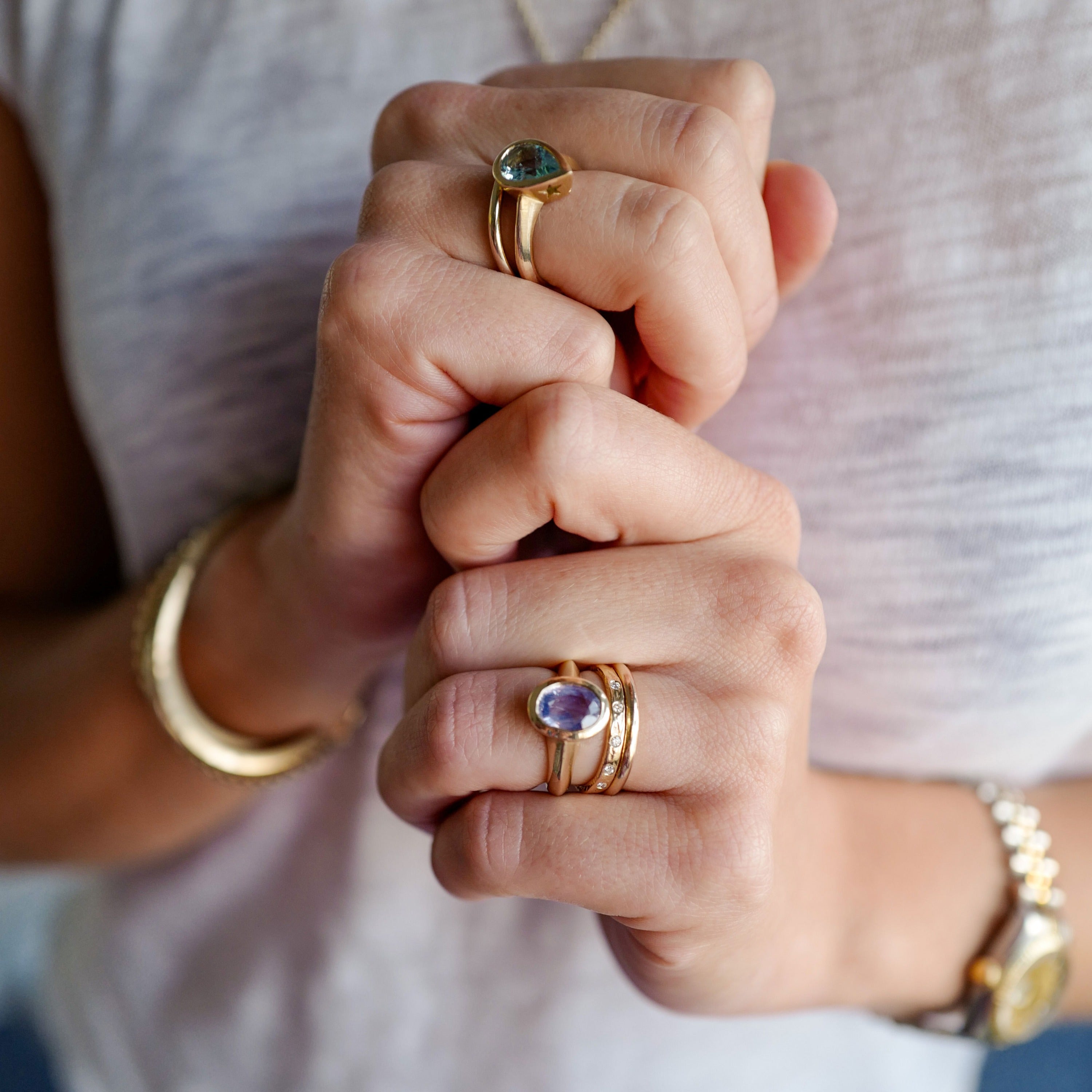 NALENA Gold Blue Sapphire Ring 3 NALENA Gold Blue Sapphire Ring