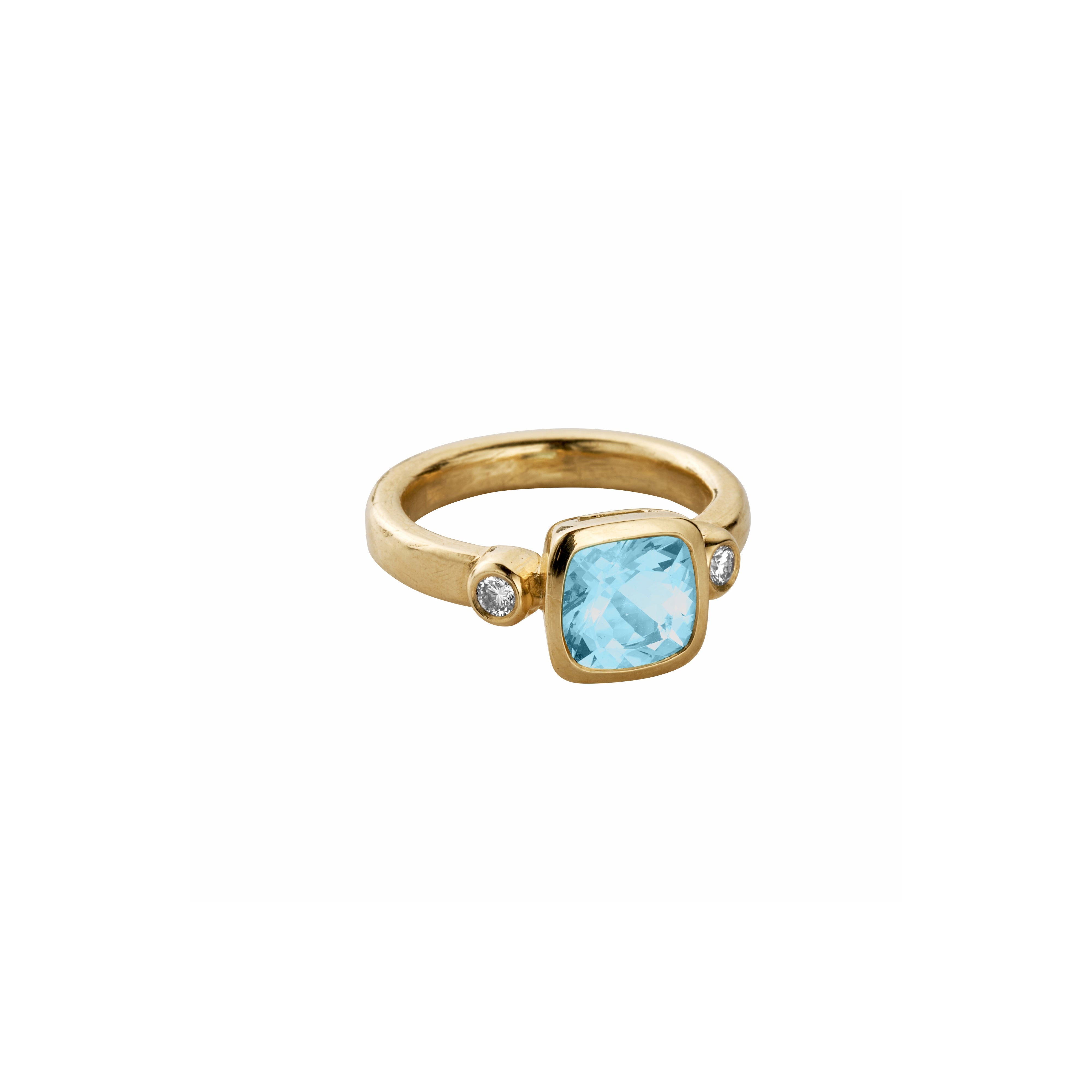 ONDINE Gold Aquamarine & Diamond Ring
