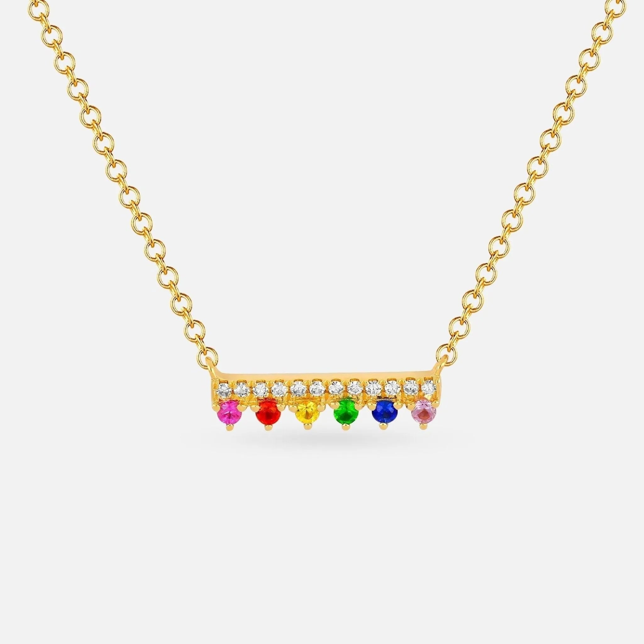 Diamond & Rainbow Chloe Bar Necklace