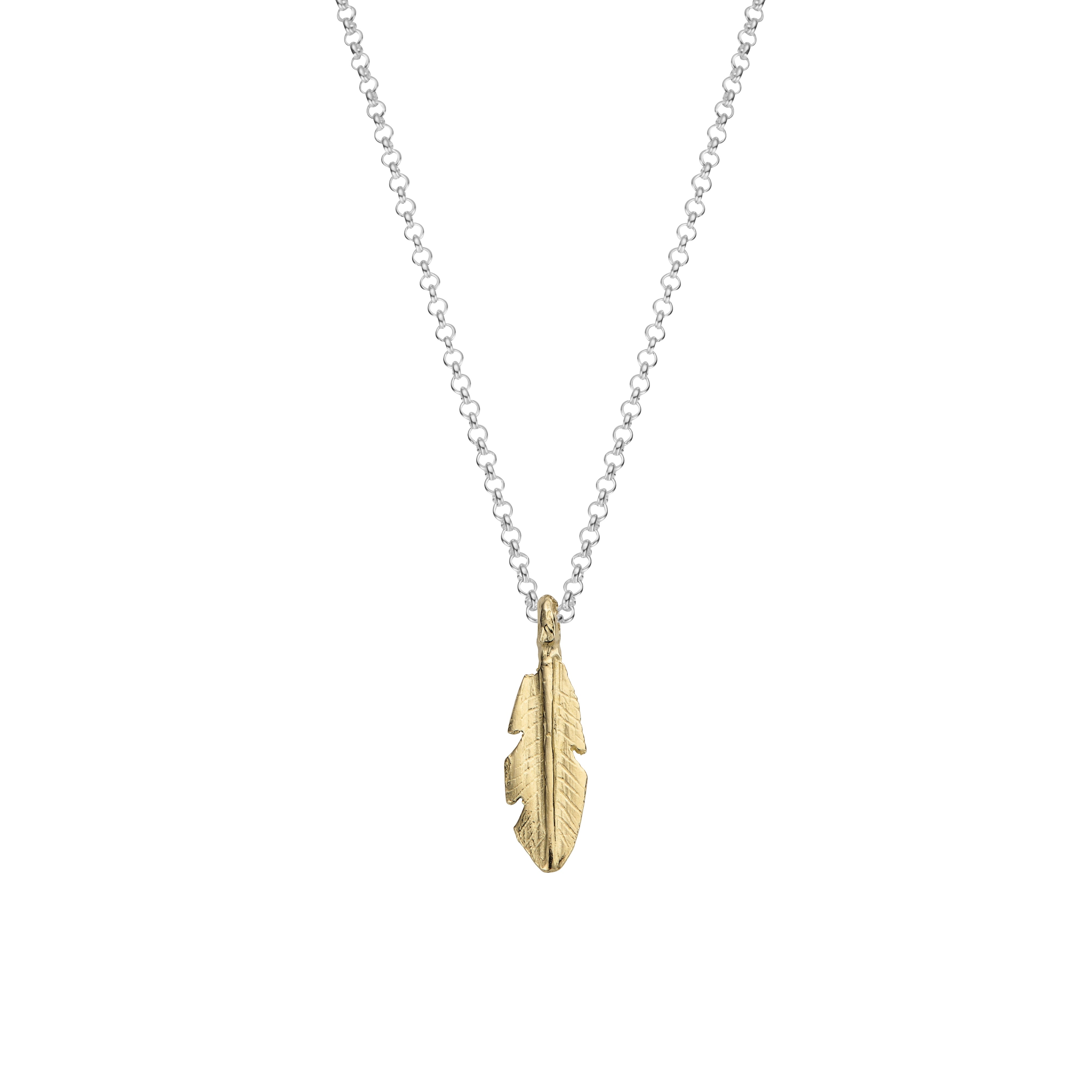 Silver & Gold Medium Feather Necklace