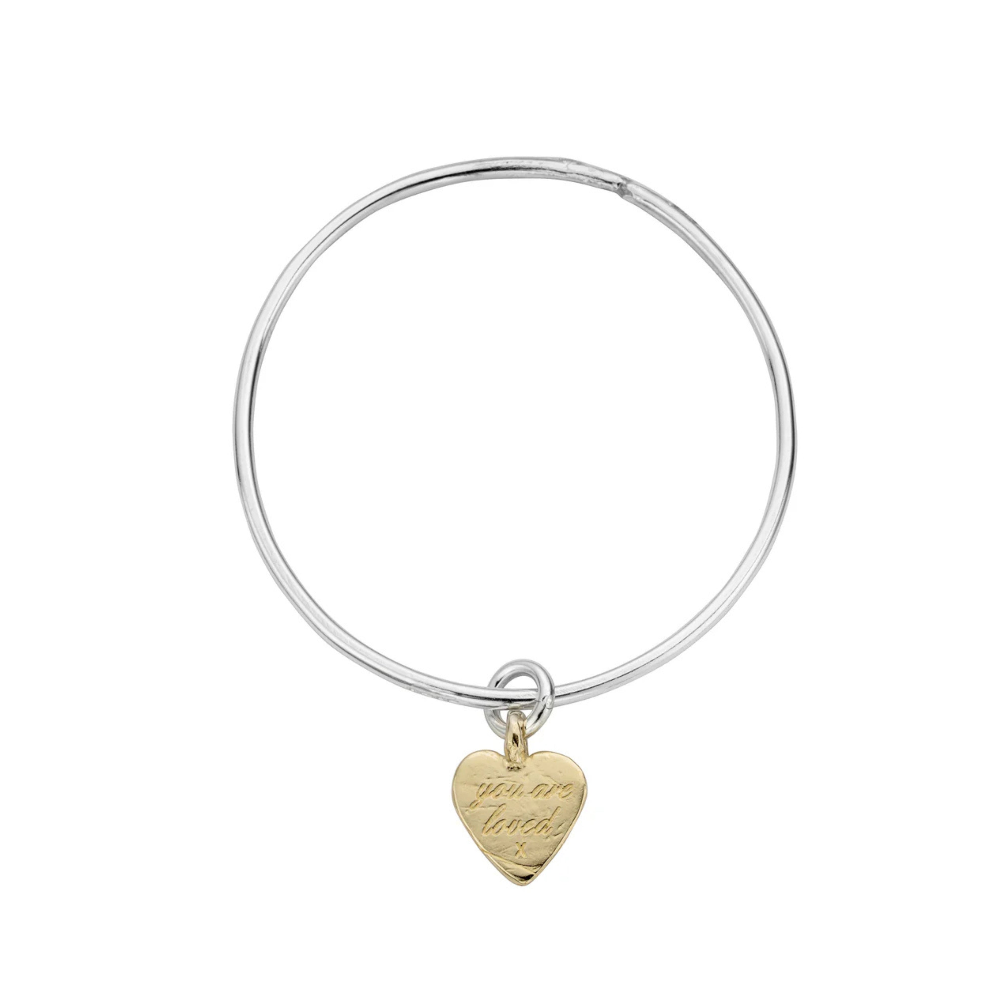 Silver & Gold Medium You Are Loved Bangle