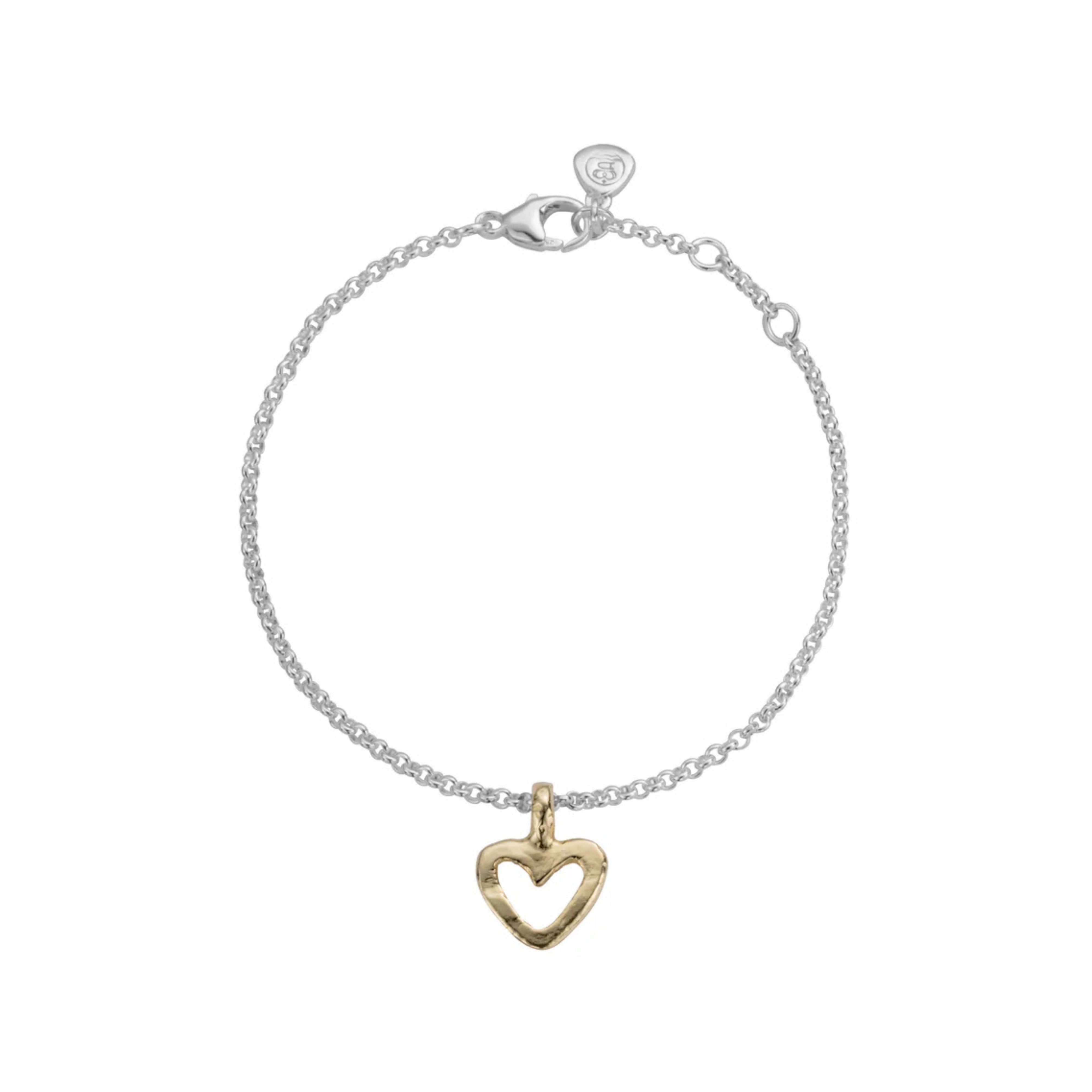 Silver & Gold Mini Open Heart Chain Bracelet