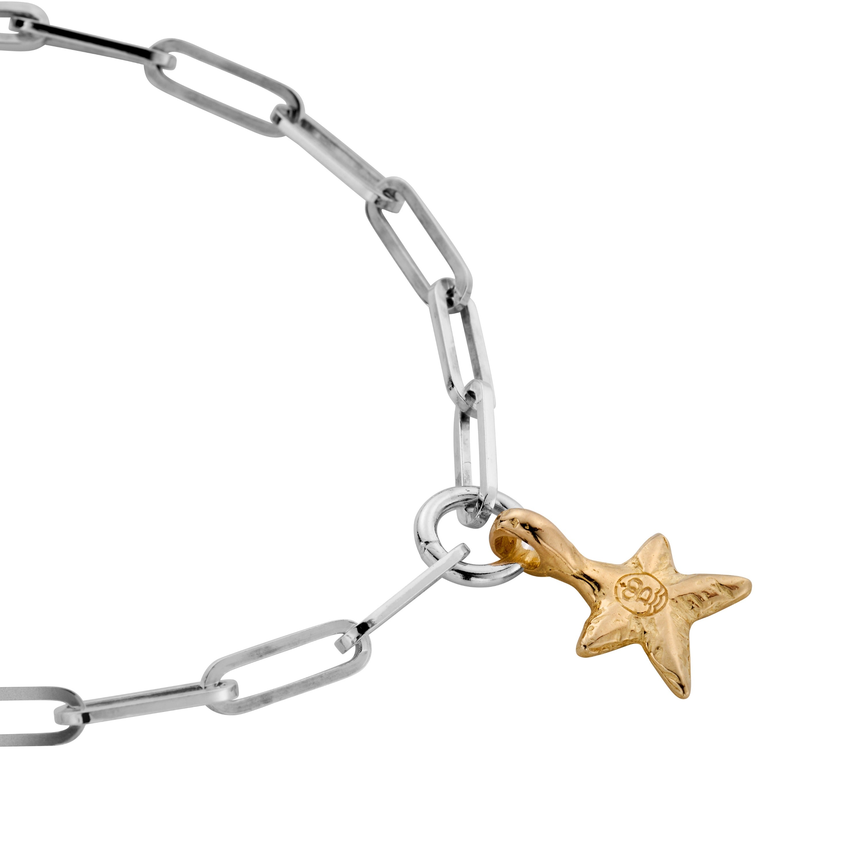 Silver & Gold Mini Star Trace Chain Bracelet 4 Silver & Gold Mini Star Trace Chain Bracelet
