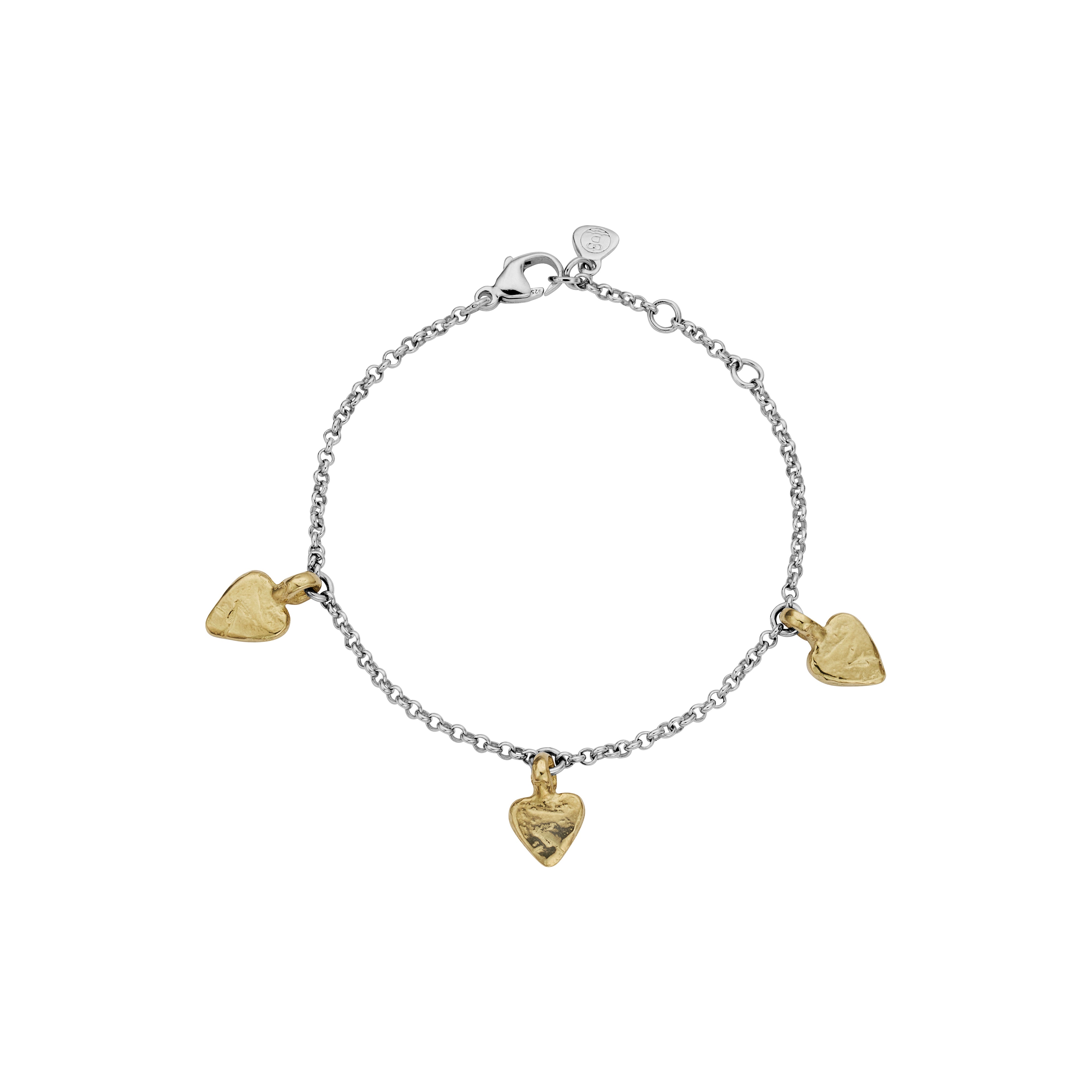 Silver & Gold Trio Baby Heart Chain Bracelet