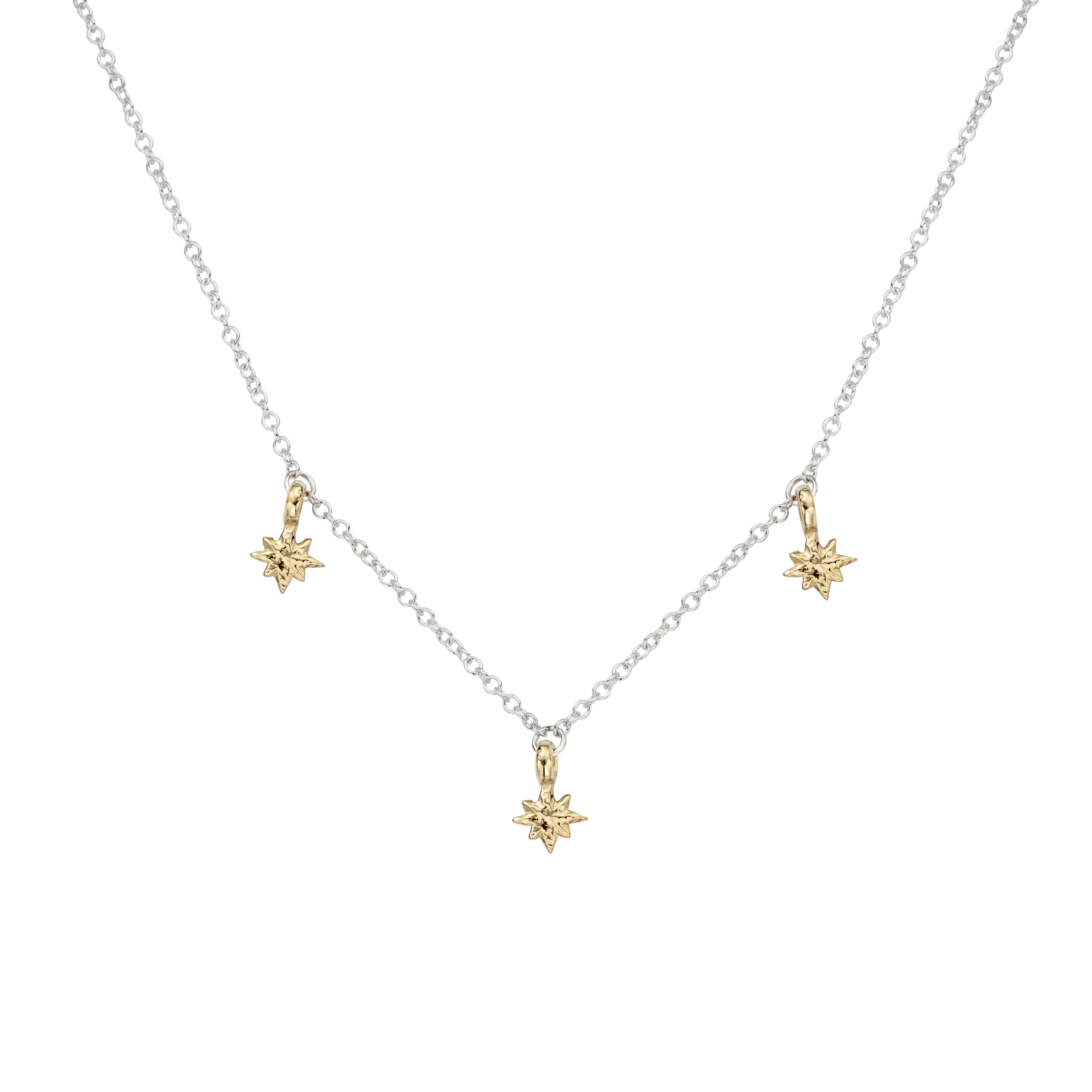 Silver & Gold Trio Baby North Star Necklace
