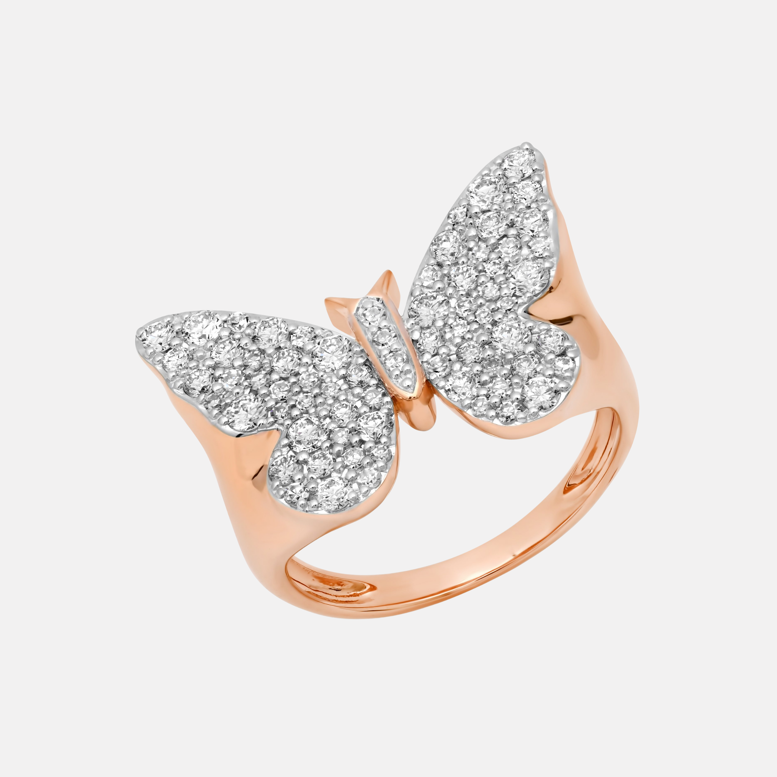 Diamond Butterfly Signet Ring, Rose Gold