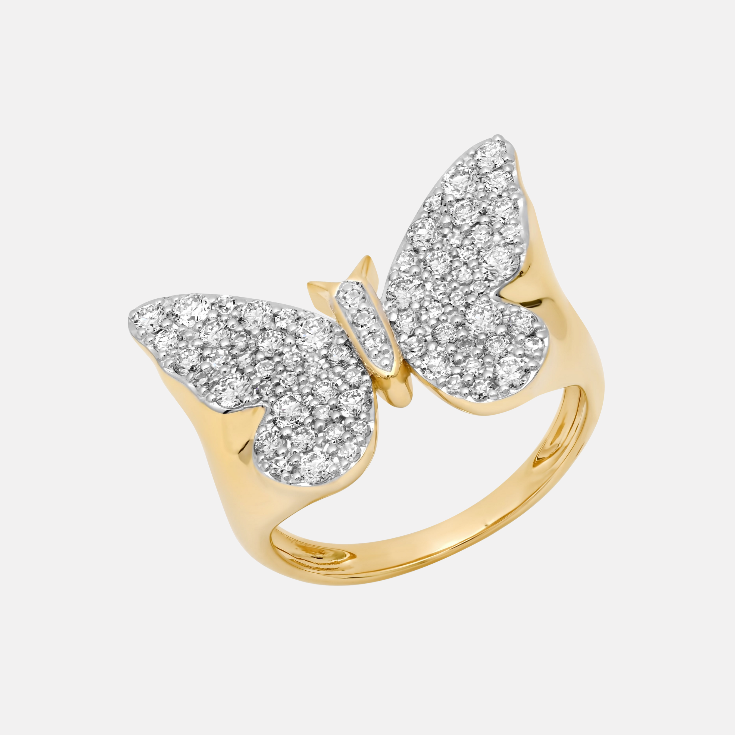Diamond Butterfly Signet Ring, Yellow Gold