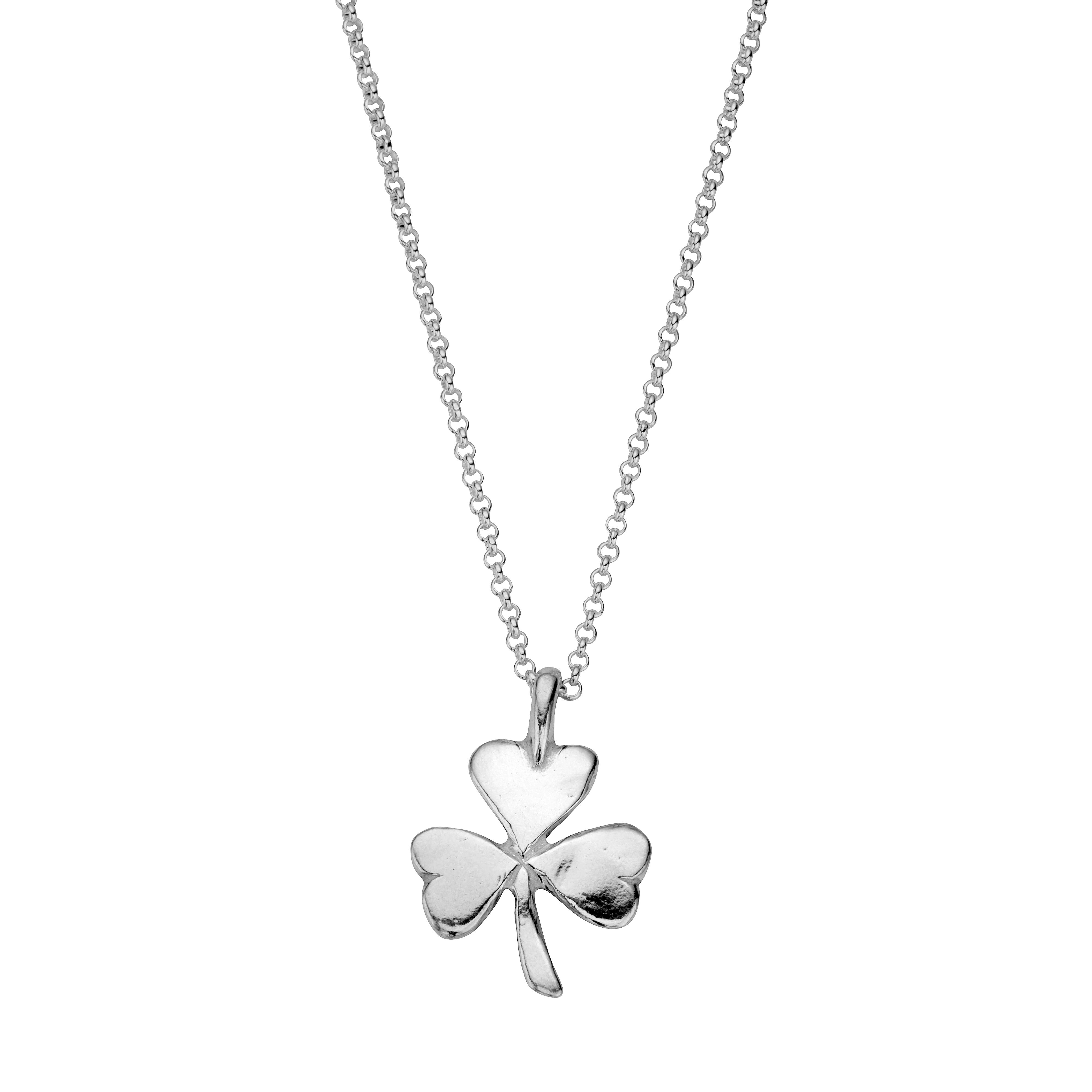 Silver Large Shamrock Necklace